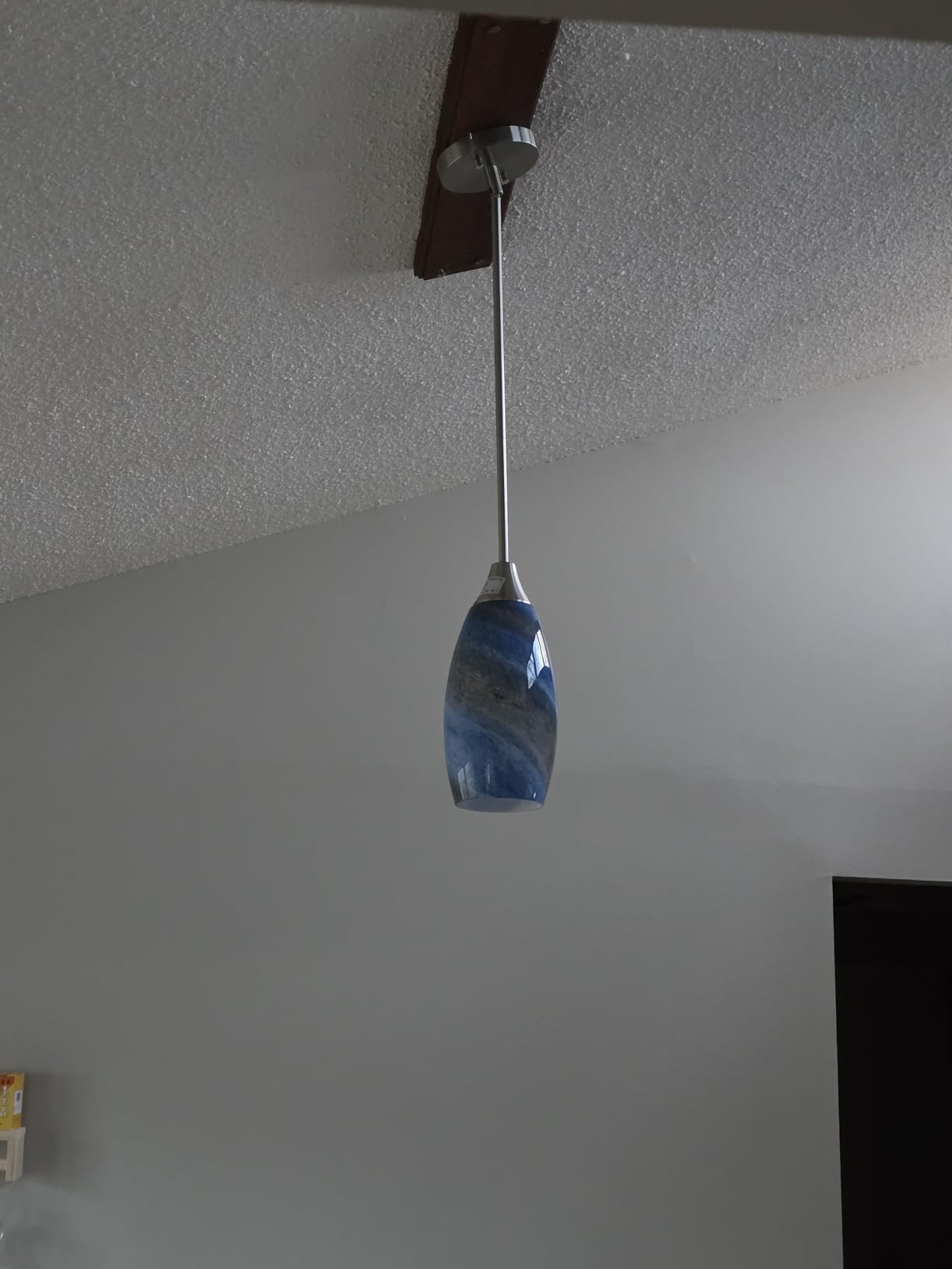 EDISHINE Pendant Light Fixture, Handcrafted Art Glass Hanging Light, Hardwired Ceiling Light, Grey Marble Glass Shade, Adjustable Brushed Nickel Rods, E26 Base, Pendant Lamp for Kitchen Island, Bar customer photo 2