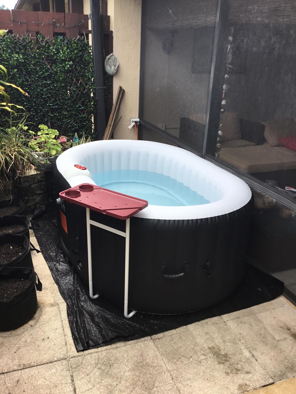 Edostory Hot Tub Inflatable Portable Oval Spa 2 Person Hot Tub with 90 Bubble Jets, Cover, Filter Cartridges, Pump, Black customer photo 1