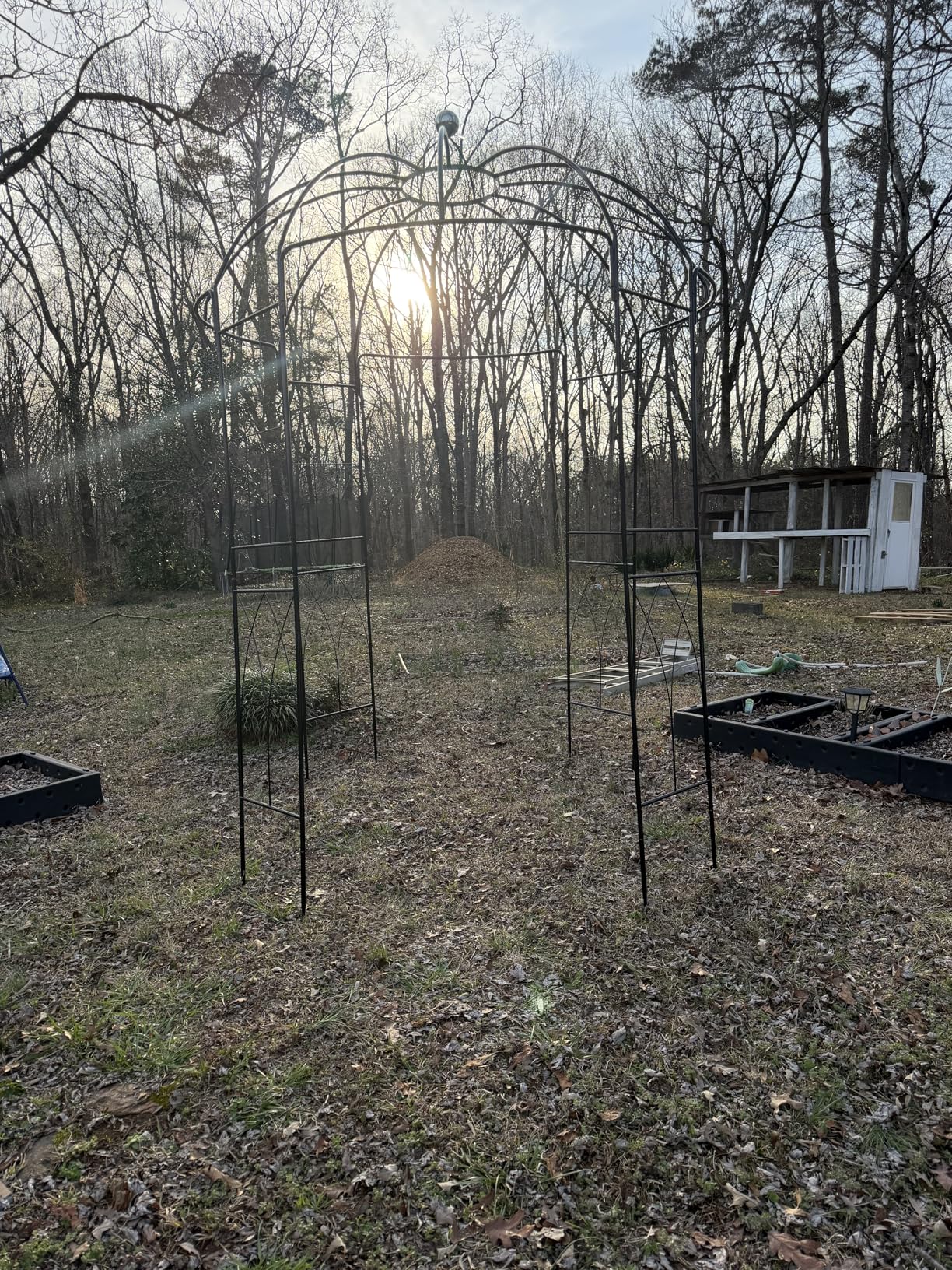 Outvita Garden Arch Arbor, Heavy Duty Metal Pergola Pavilion Trellis Birdcage Gazebo French Style 9ftx6.8ft Plants Support Use for Outdoor Climbing Plants Patio Decoration Wedding Arches Ceremony customer photo 1