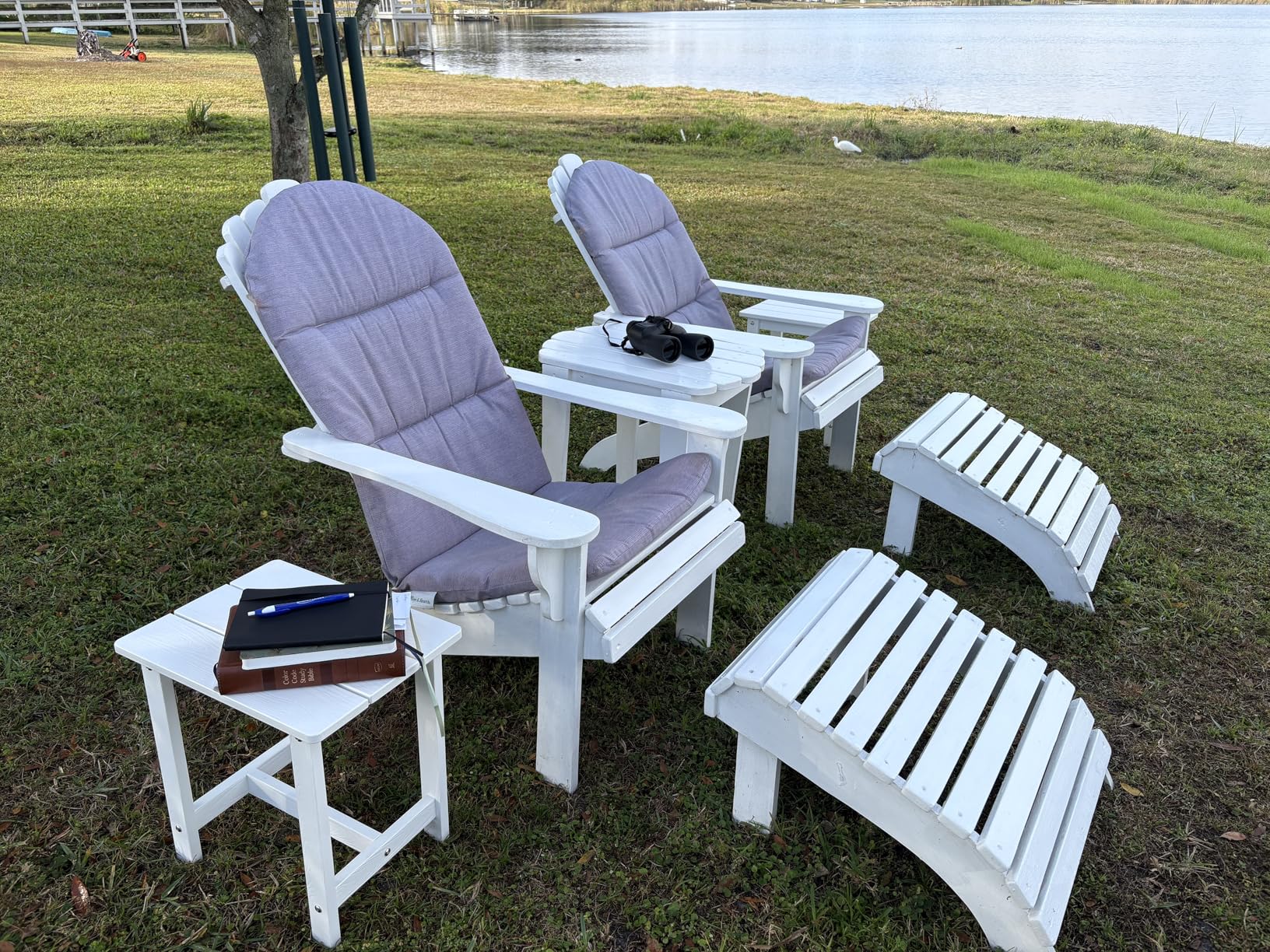 LUE BONA Outdoor Side Table, HDPS Small Outdoor Adirondack Side Tables, Outside End Table for Patio, Porch, Deck, Pool, Weather Resistant/Easy Maintenance, Black customer photo 2