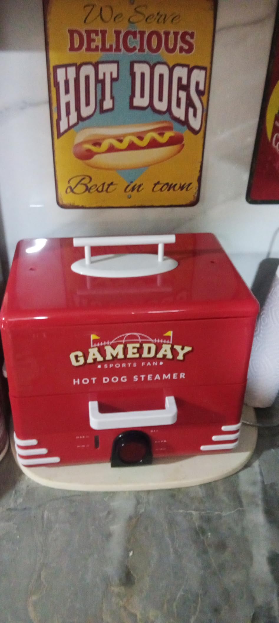 Nostalgia Game Day Hot Dog Steamer and Bun Warmer, Fits 20 Dogs and 8 Buns, Steams Pot Stickers, Veggies, Potatoes, and Other Appetizers or Toppings customer photo 2