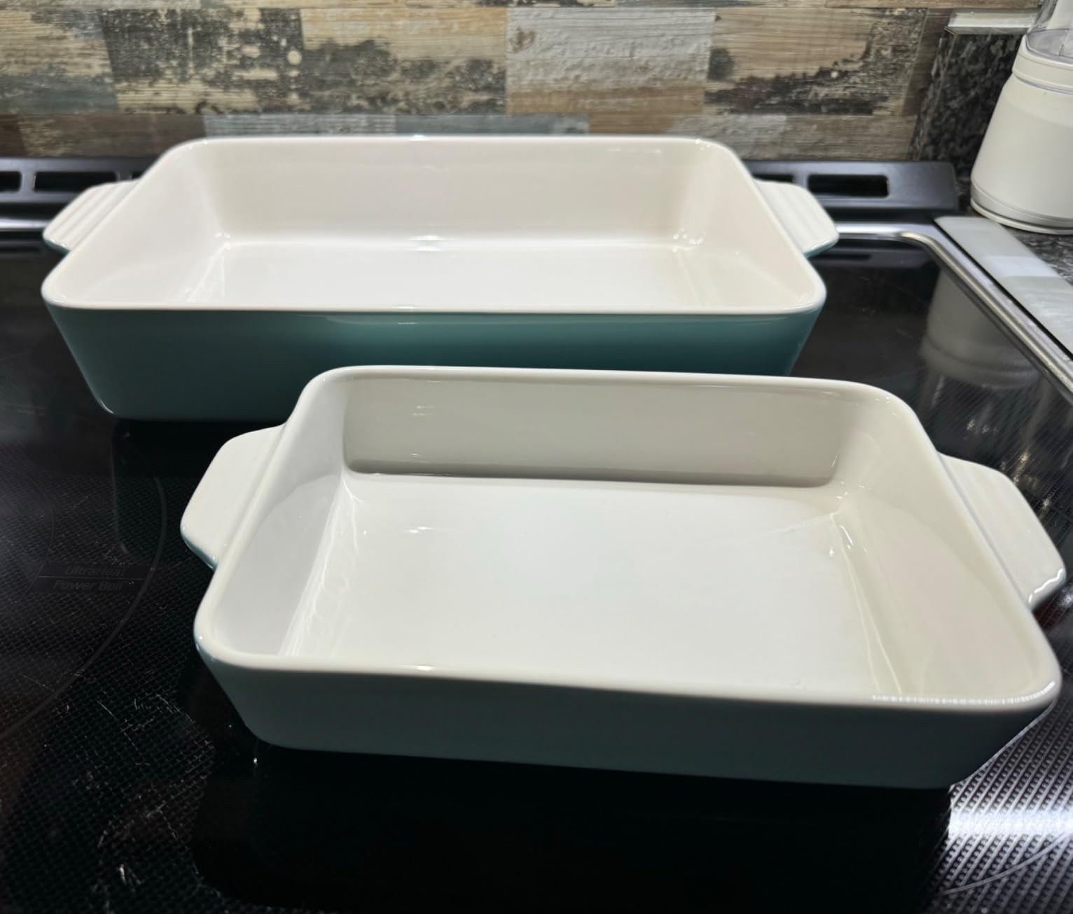 Ceramic Baking Casserole Dish with Handles, Large 9x13 inch Pan and Middle Baking Pan - Porcelain Serving Bakeware Set customer photo 2