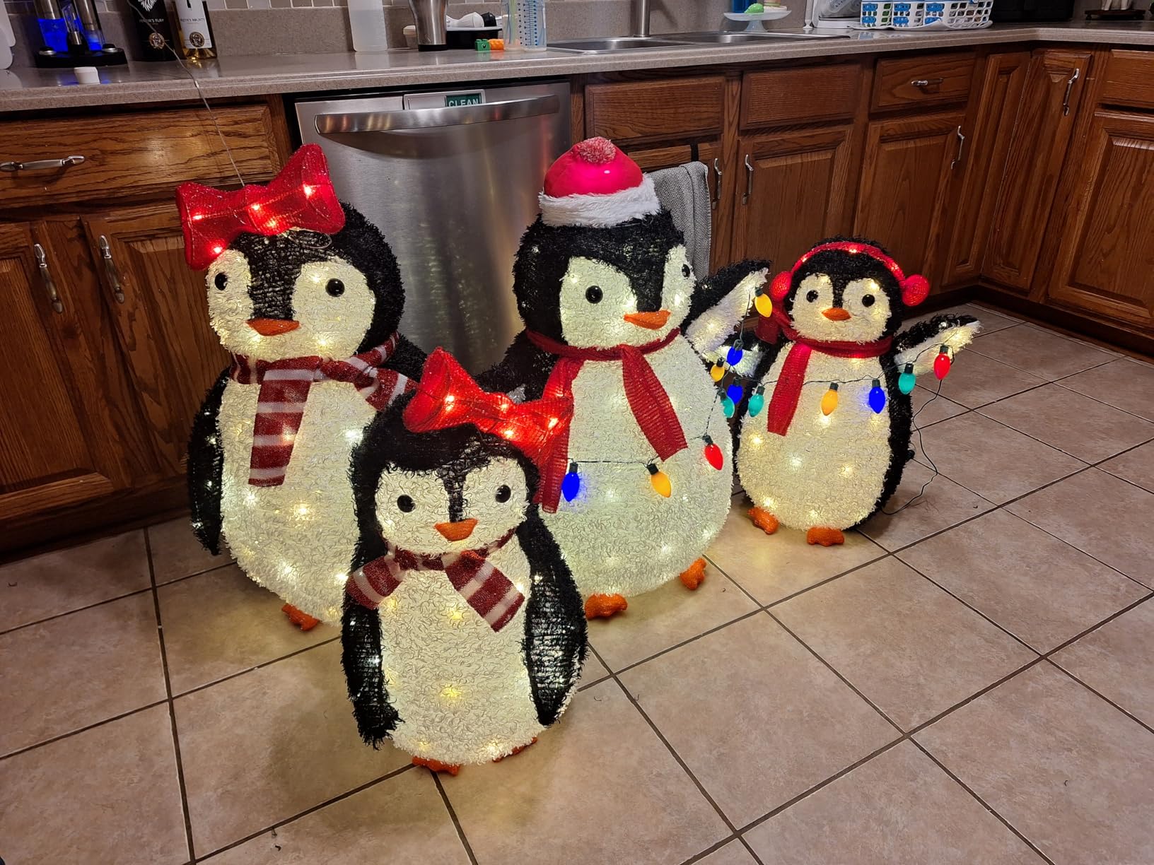 Best Choice Products 2-Piece Lighted Penguin Family, 3ft Pop-Up Outdoor Christmas Holiday Decoration w/ 150 LED Lights, Multicolored Lights - Red customer photo 2