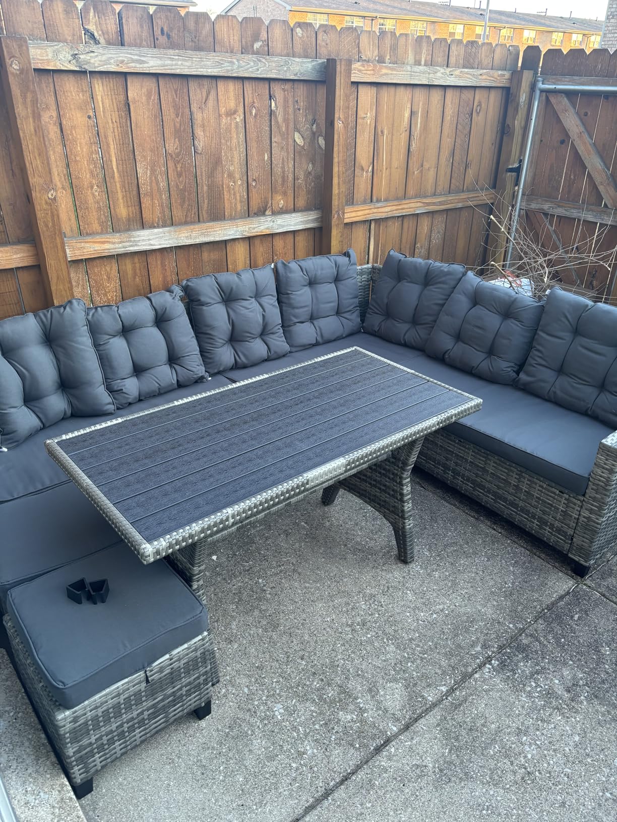 8-Piece Patio Furniture Set, Outdoor Wicker Rattan Sectional with Thick Cushions, Glass Top Table with Hidden Storage, Outdoor Conversation Set for Backyard, Porch, Patio, Black customer photo 2