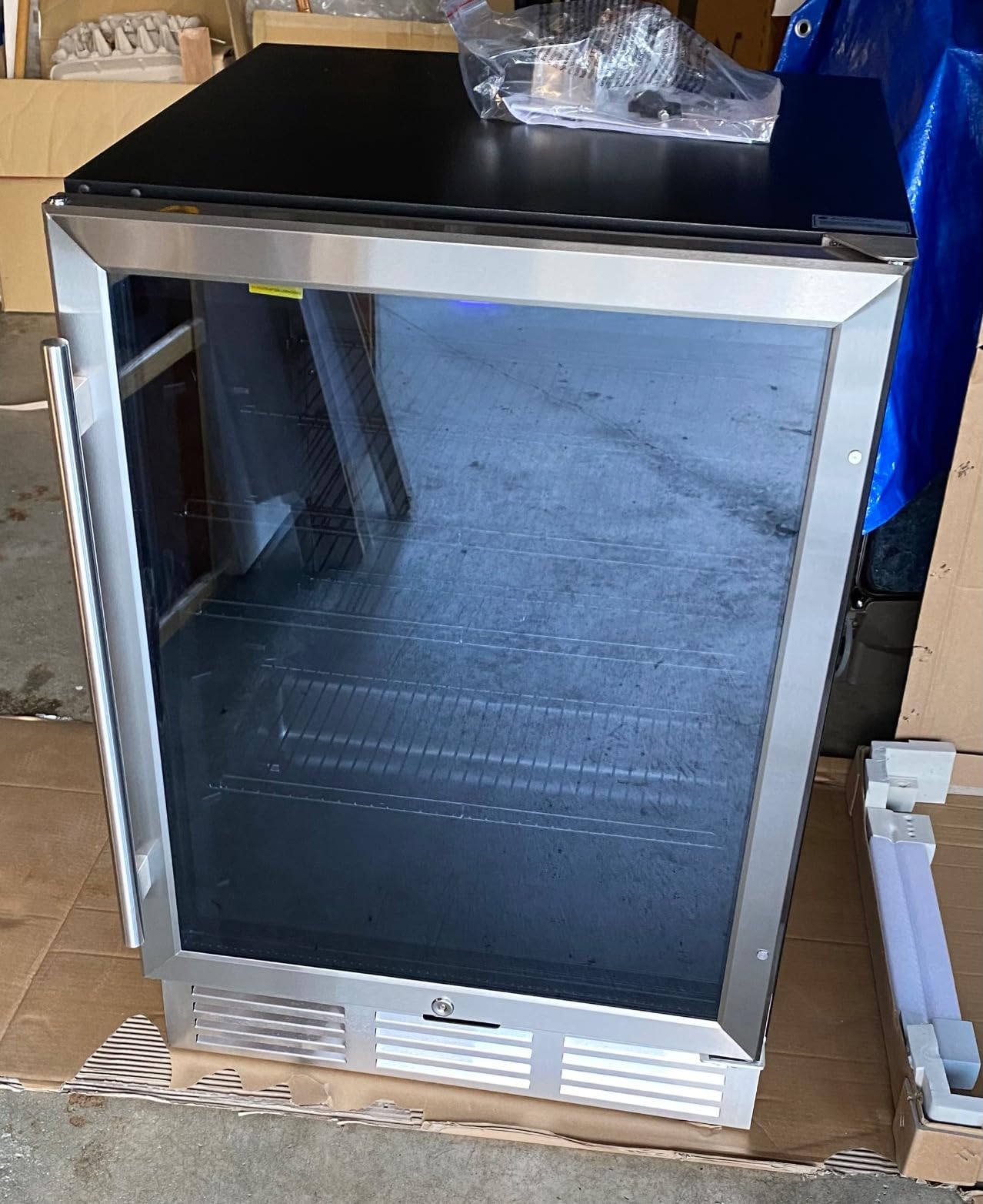 EUHOMY 24 Inch Beverage Refrigerator, 180 Can Built-in Beverage Cooler, Under Counter Beer Fridge with Glass Door for Soda, Water, Wine - For Kitchen, Bar or Office customer photo 2