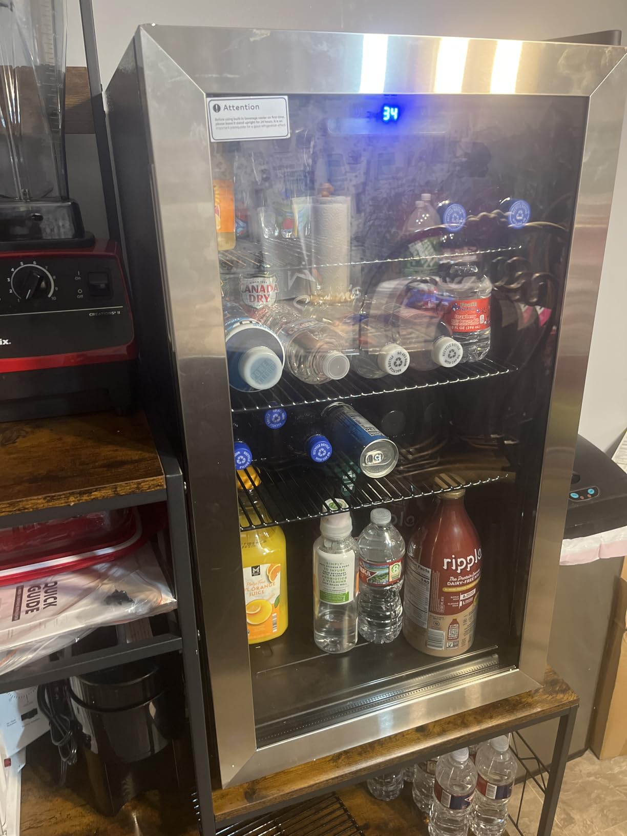 Beverage Refrigerator Cooler, 126 Can Mini Fridge with Glass Door for Wine, Soda Beer, Beverage Cooler for Home, Bar, Office with Adjustable Removable Shelves, Black customer photo 1