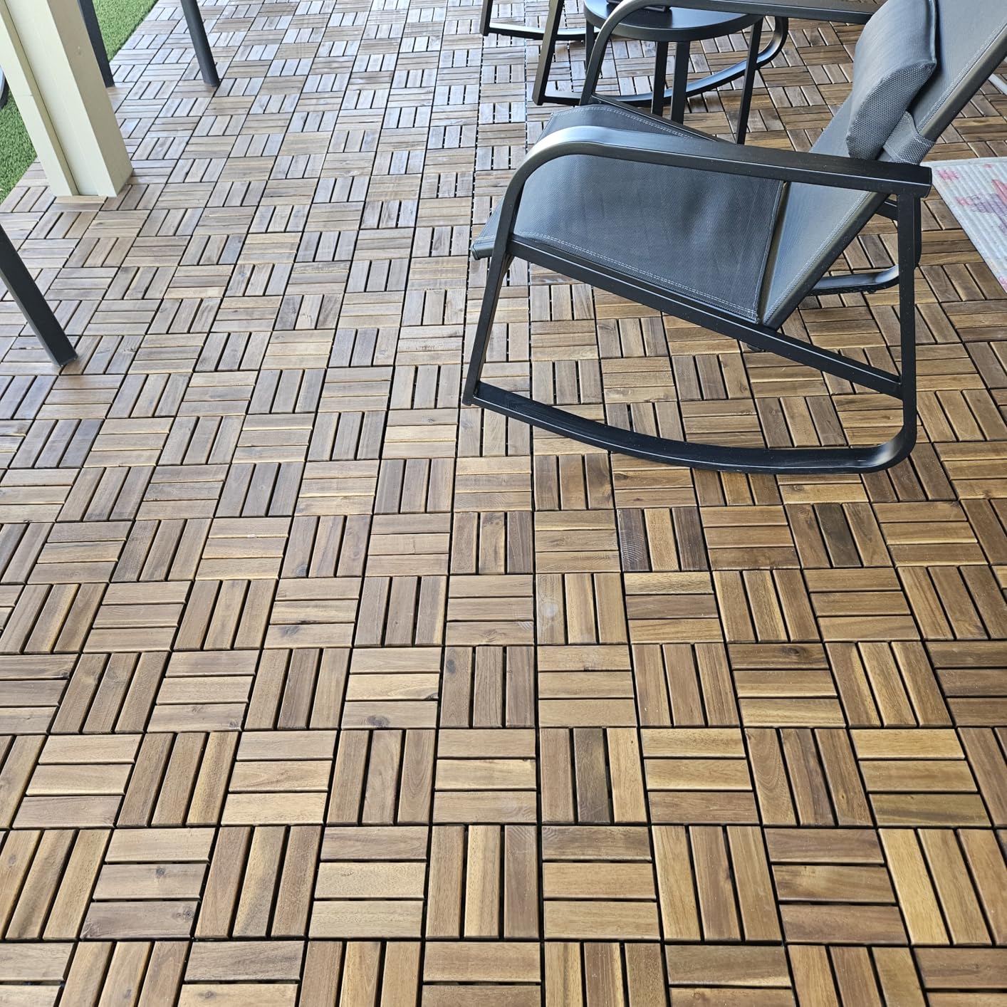THYOI Acacia Wood Interlocking Deck Tiles (12