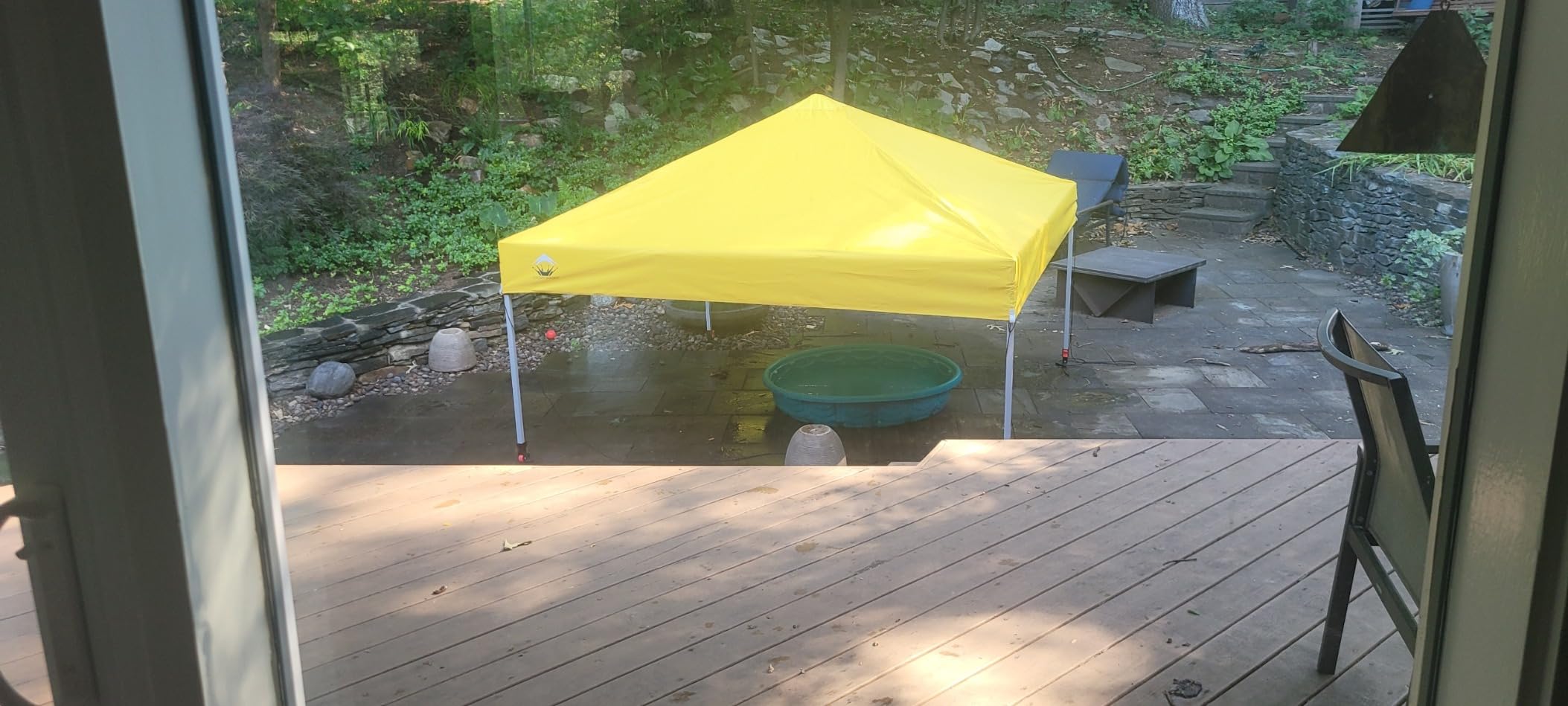 CROWN SHADES 12x12 Pop Up Canopy Tent Instant Commercial with 150D Silver Coated Fabric Including 1 Removable Sidewall, 4 Ropes, 8 Stakes, Weight Bags, STO 'N Go Bag, White customer photo 1