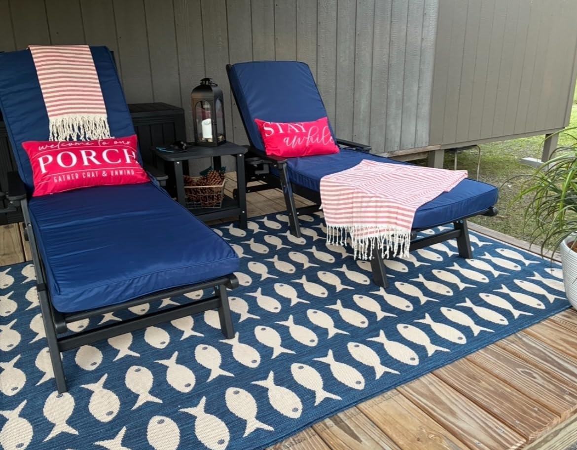 SERWALL Patio Chaise Lounge Chair Set of 2, 78'' Long 5-Positions Adjustable HDPE Outdoor Lounger for Pool customer photo 2