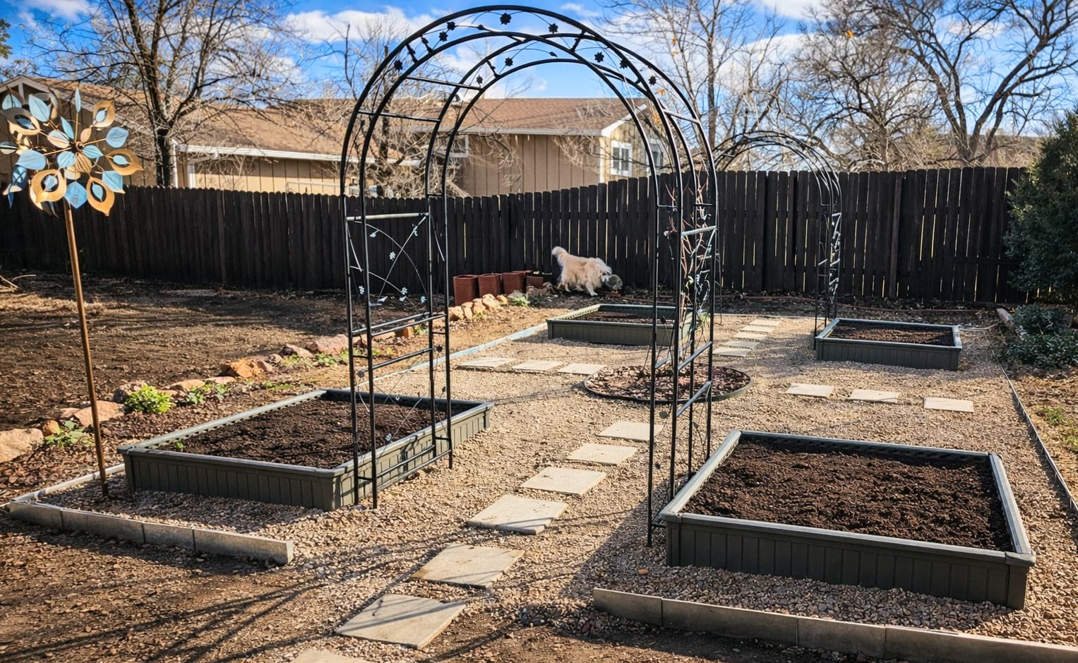 VINGLI Garden Arbor, Arch for Wedding Ceremony Party, Christmas Garden Decor Steel Garden Trellis for Plant Climbing, Pergola for Garden, Backyard, Lawn (Black-59x84) customer photo 1