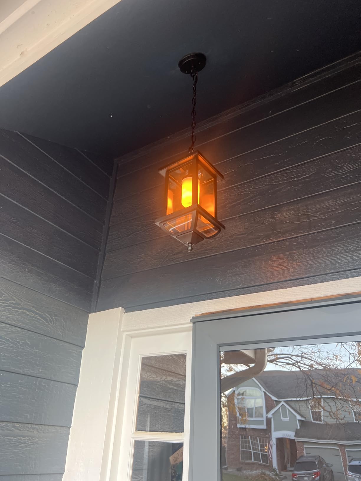 Large Outdoor Pendant Light Fixture Ceiling 16 Inch, Anti-Rust Aluminum Outdoor Chandelier for Porch with IP65 Waterproof Clear Glass Exterior Ceiling Mount Hanging Light, Matte Black customer photo 1