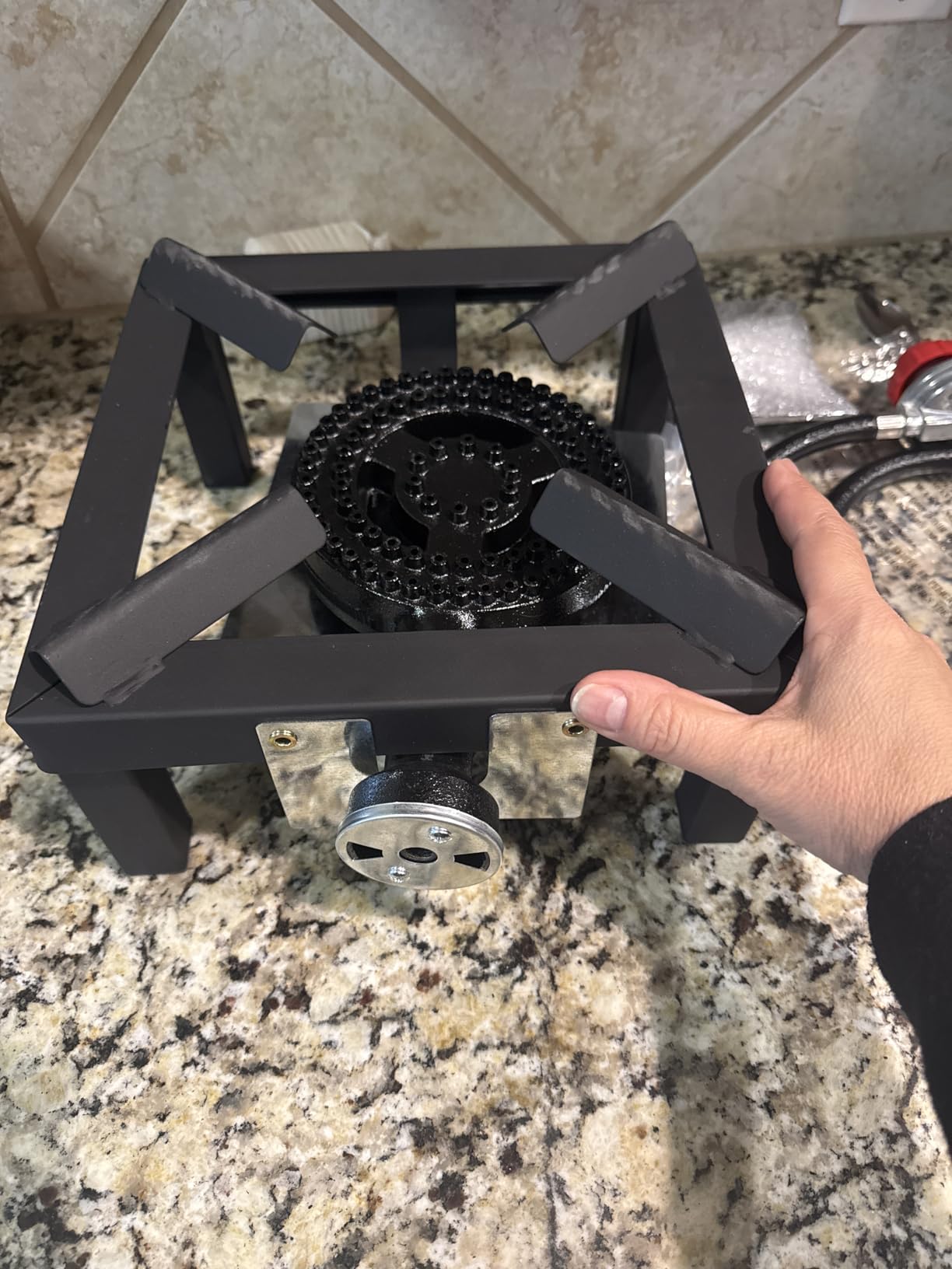 GasOne High Pressure Single Propane Burner - Outdoor Cooking with Heat Shield and Guard - Propane Burner Head for Camping, Tailgating, Seafood Boil, Home Brewing - Patented customer photo 2