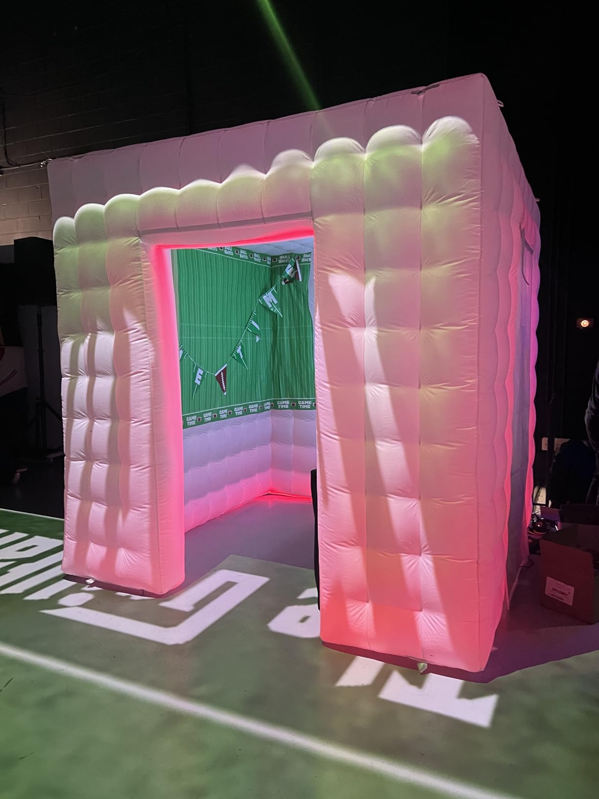 SAYOK Portable Inflatable Photo Booth Enclosure Photobooth Tent Photo Booth Backdrop Inflatable Black Cube Tent with Led Light for Advertising, Bars, Party Wedding (Two Doors, Black&White, 8.2ft) customer photo 1