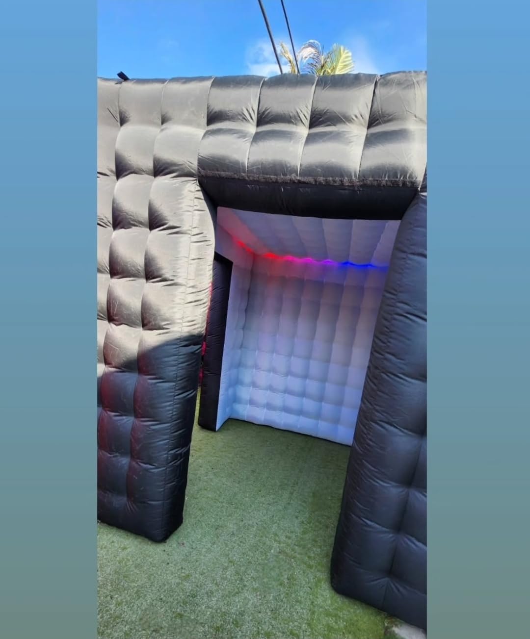 SAYOK Portable Inflatable Photo Booth Enclosure Photobooth Tent Photo Booth Backdrop Inflatable Black Cube Tent with Led Light for Advertising, Bars, Party Wedding (Two Doors, Black&White, 8.2ft) customer photo 2