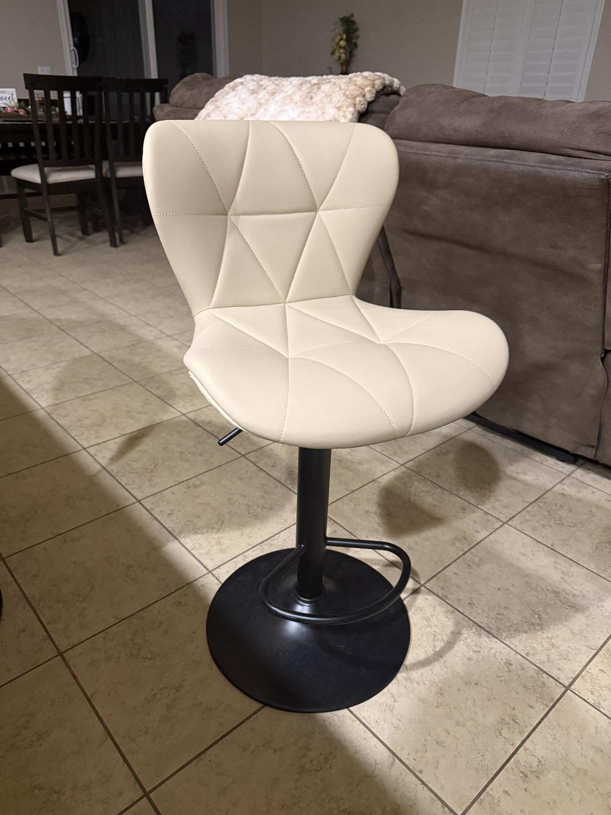 Nalupatio Modern Bar Stools Set of 2, Adjustable Faux Leather Upholstered Swivel Bar Stools, Counter Height Bar Chairs with Back for Kitchen Island, Black customer photo 1