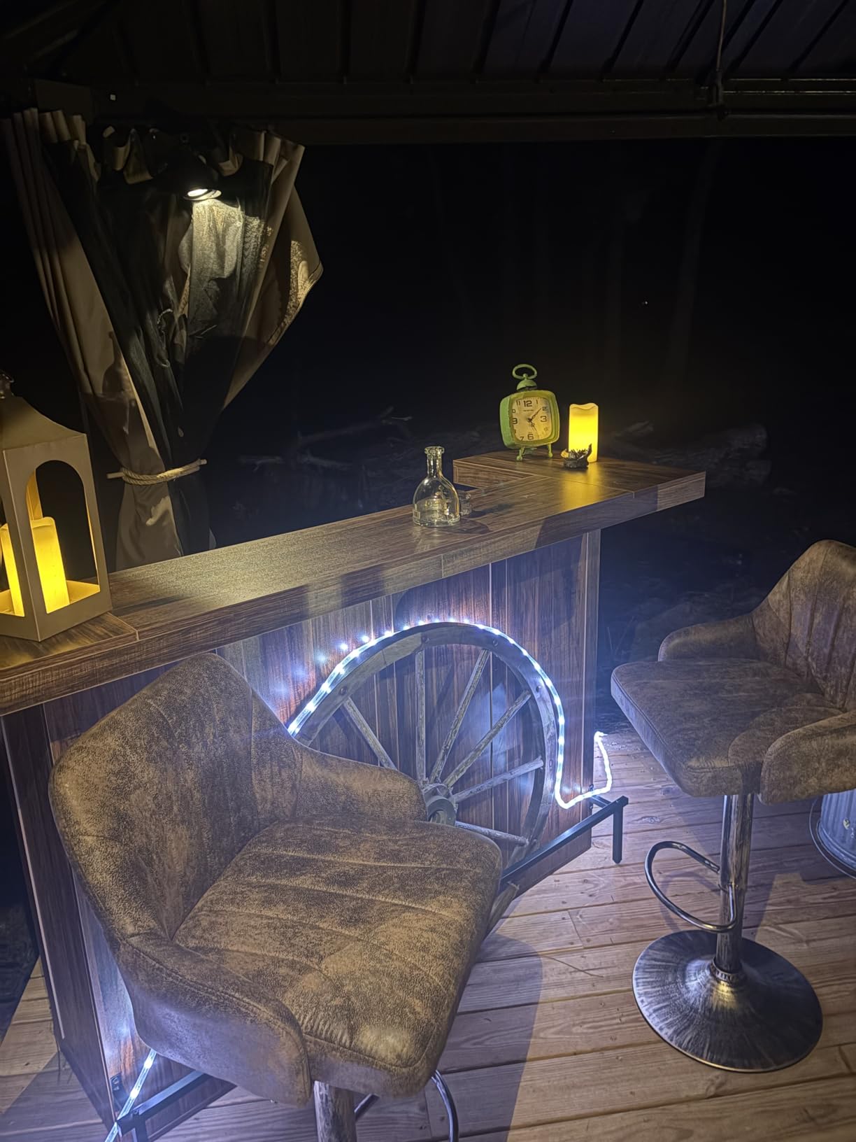 VECELO Bar Stools Set of 2, Adjustable Counter Height Barstools with Back and Arm, Swivel Bar Chair Stools for Kitchen Counter Island Cafe Dining Room, Industrial Style, Brown customer photo 1