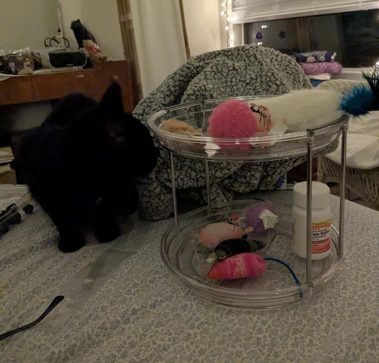 LAMU 2 Tier Lazy Susan Turntable Organizer 9.25'' Rotating Spice Rack Organization for Cabinet, Kitchen, Pantry, Countertop, Bathroom, Vanity, Medicine Cabinet Organizer, Clear customer photo 1