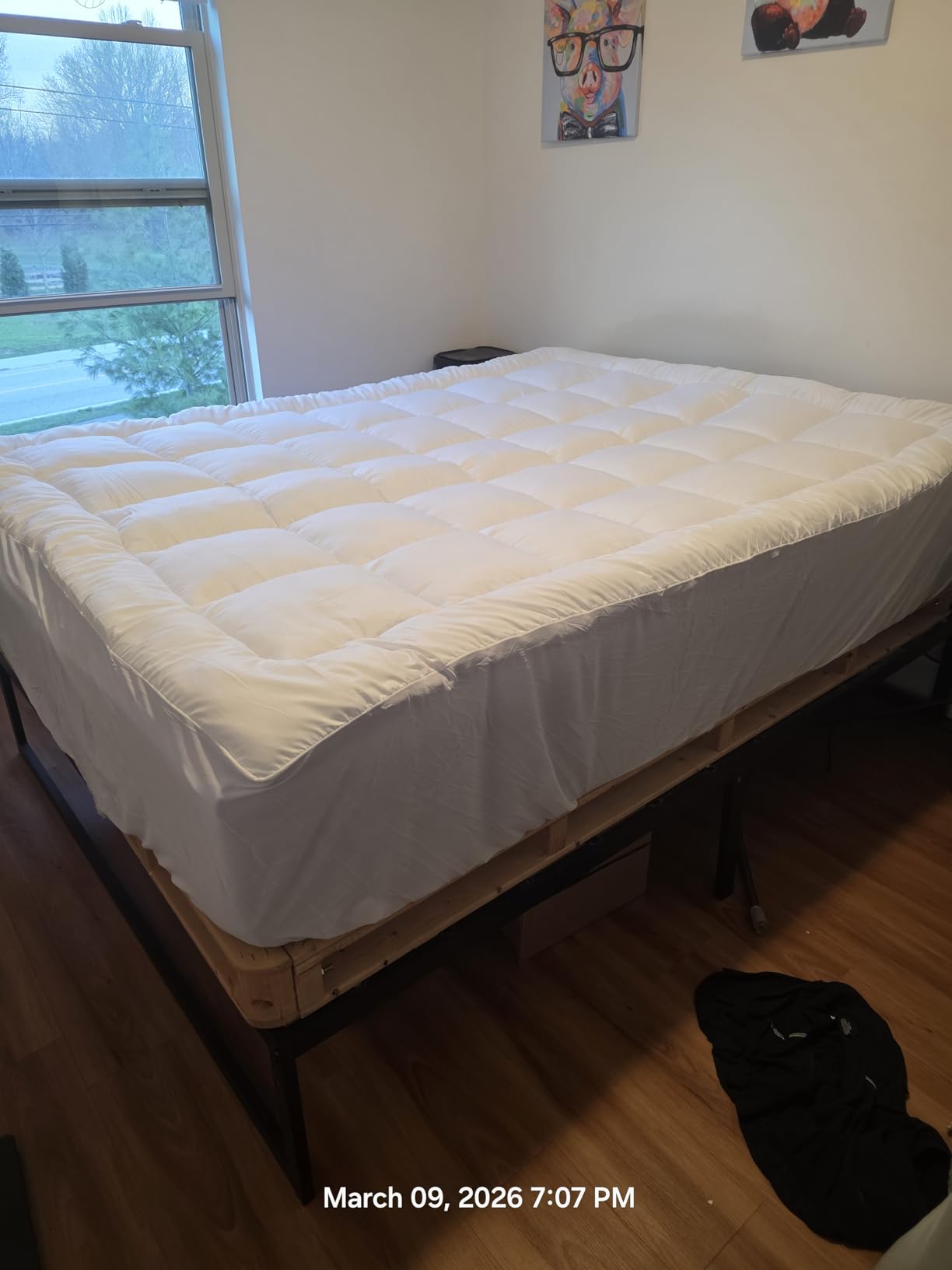 Dual Layer 4 Inch Memory Foam Mattress Topper Queen - 2 Inch Gel Memory Foam and 2 Inch Pillow Top Mattress Pad, 7-Zone Egg Crate Queen Size Mattress Topper (White) customer photo 1