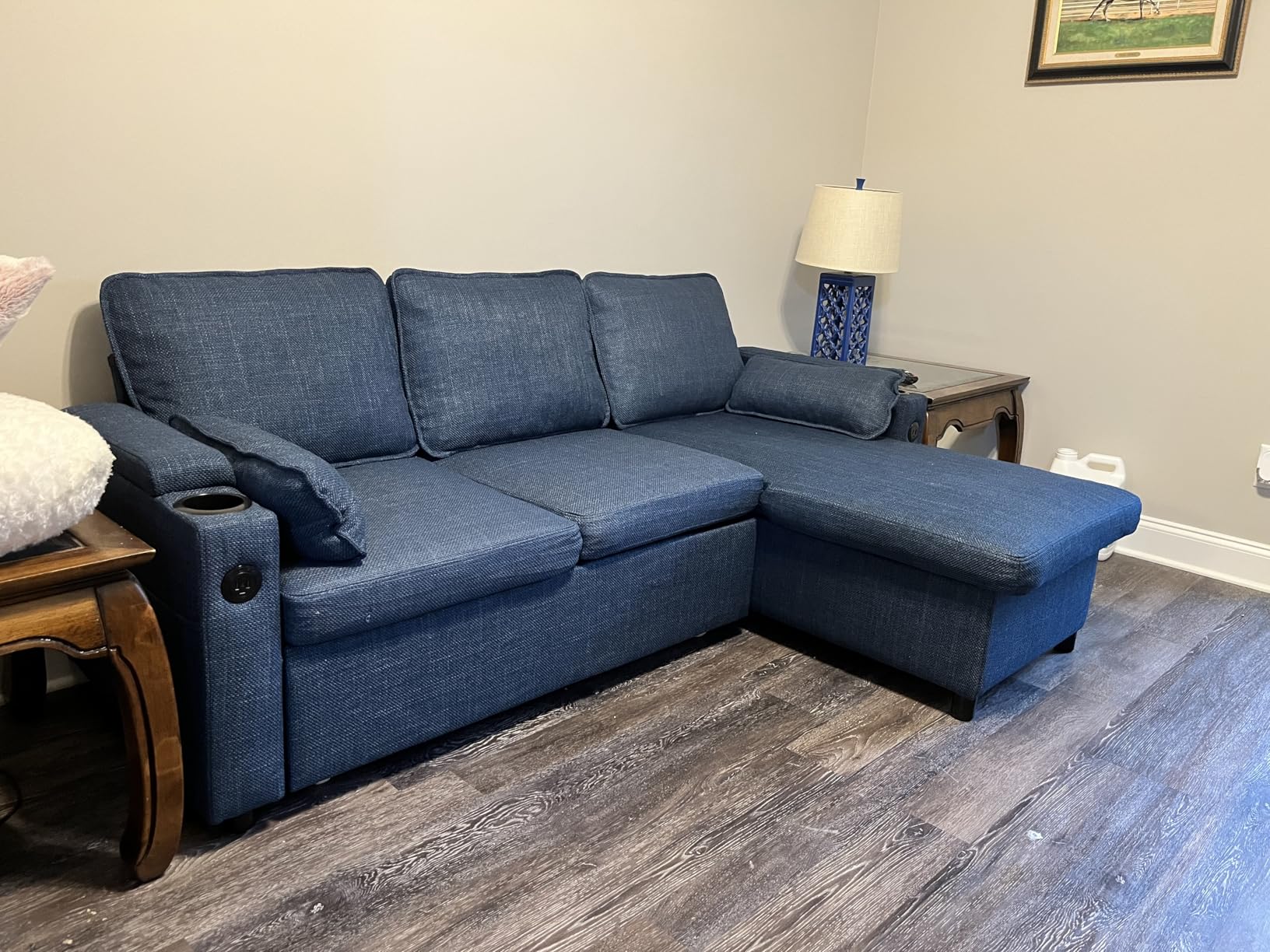 Sofa Bed Pull Out 2 in 1 Sectional Sleeper Sofa L Shaped Couch with Storage customer photo 2