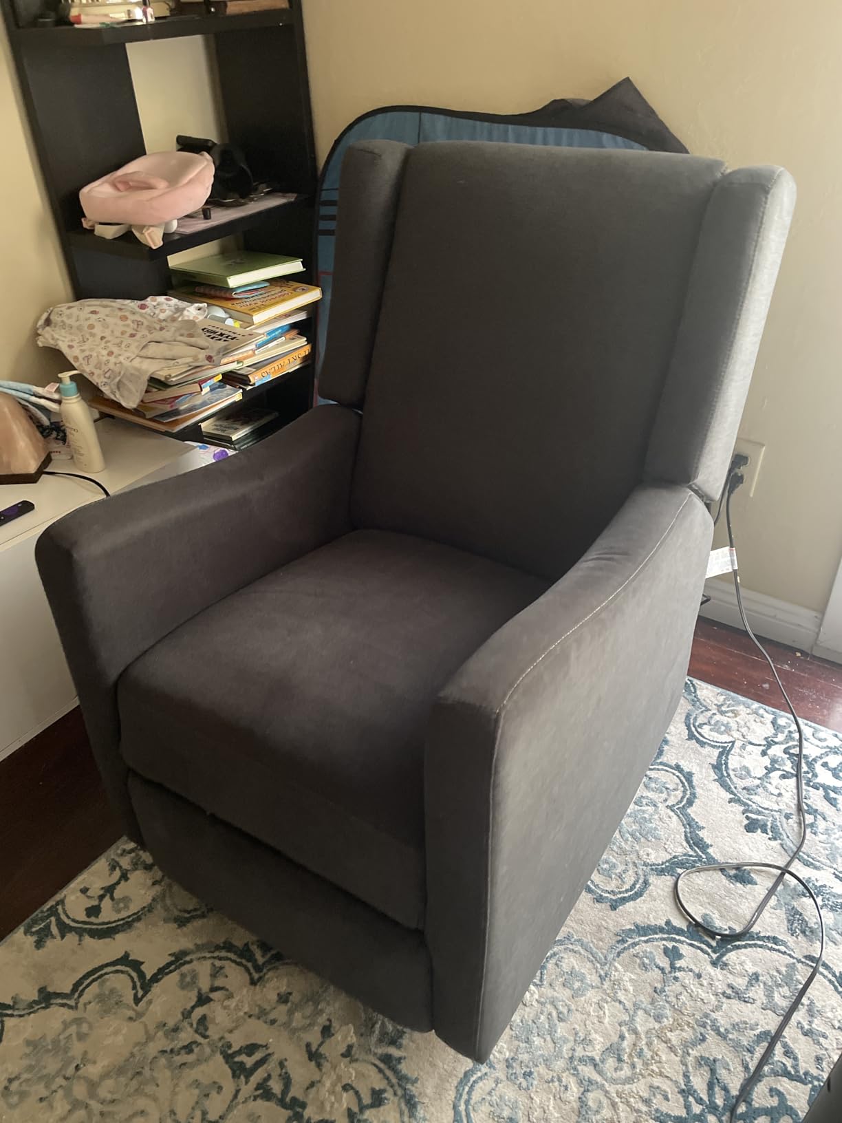 Delta Children Mercer Electronic Power Recliner and Swivel Glider with USB Port in LiveSmart Performance Fabric - Water Repellent & Stain Resistant, Dark Grey customer photo 1