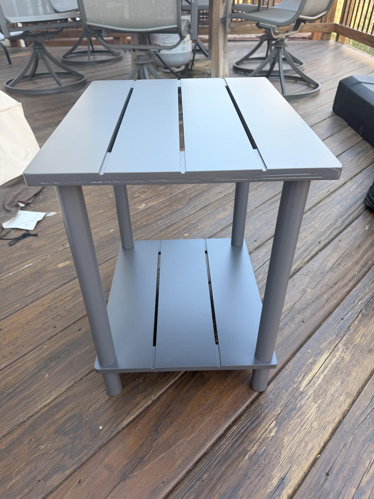 Outdoor Side Table, 2-Tier Small Outdoor Table for Patio, Adirondack Side Tables for Outside or Indoor, Bamboo End Table for Pool, Porch, Weather Resistant Easy Maintenance-Black customer photo 1