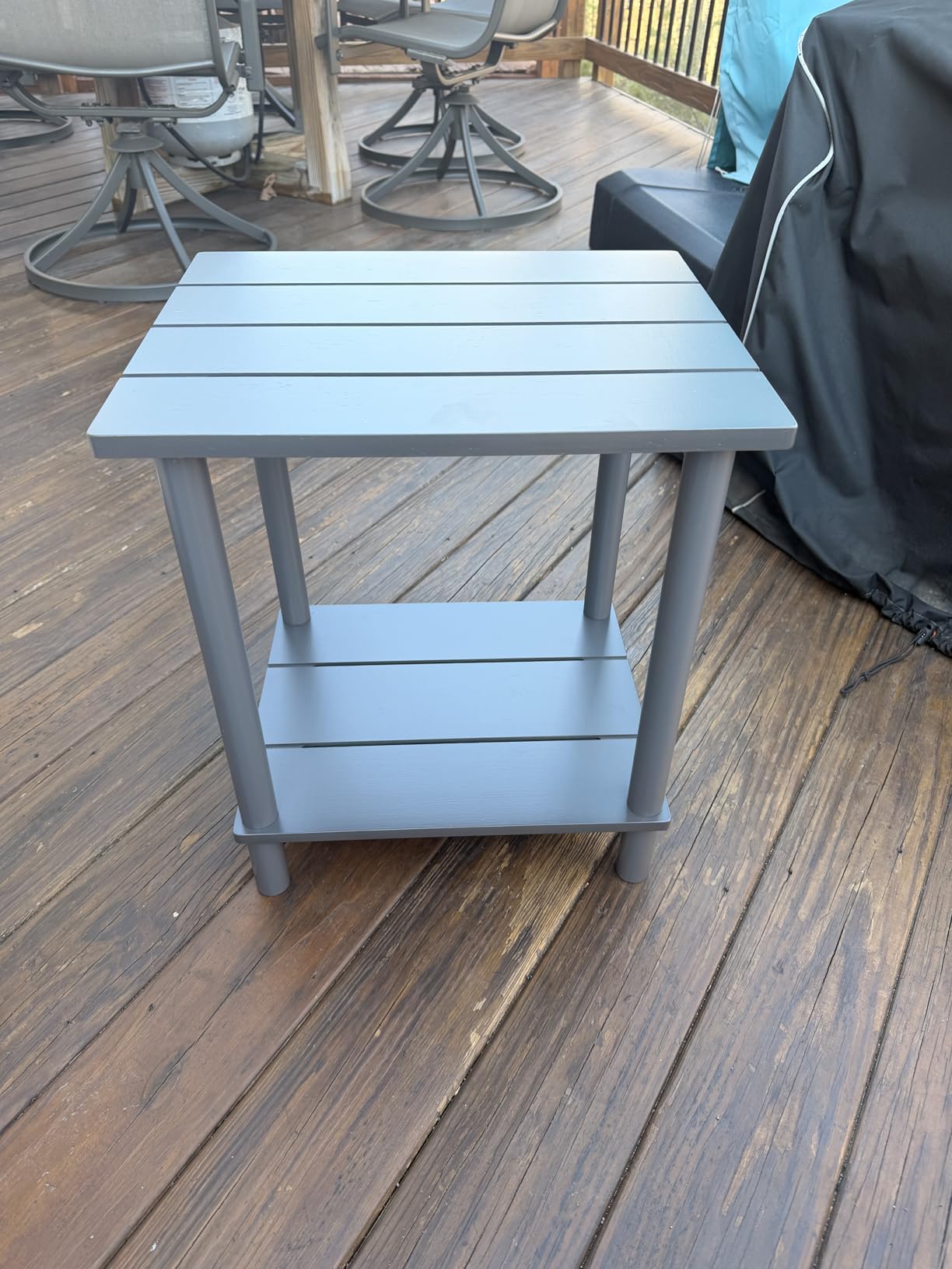 Outdoor Side Table, 2-Tier Small Outdoor Table for Patio, Adirondack Side Tables for Outside or Indoor, Bamboo End Table for Pool, Porch, Weather Resistant Easy Maintenance-Black customer photo 2
