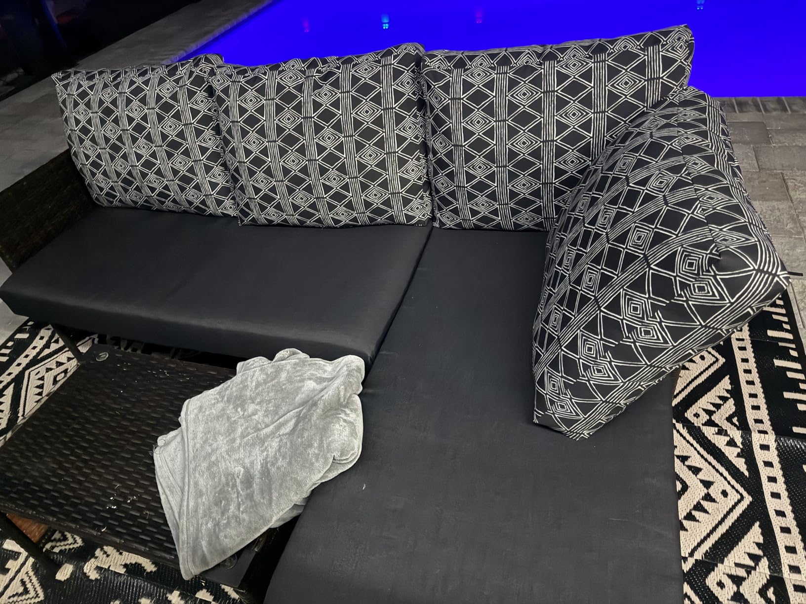 Arden Outdoor Loveseat Cushion Set, 48 x 24, Water Repellent, Fade Resistant, Cushion Set for Couch, Bench, and Swing, Sapphire Blue Leala customer photo 1