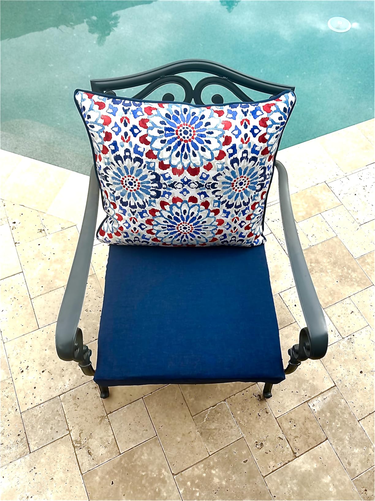 Arden Outdoor Loveseat Cushion Set, 48 x 24, Water Repellent, Fade Resistant, Cushion Set for Couch, Bench, and Swing, Sapphire Blue Leala customer photo 2