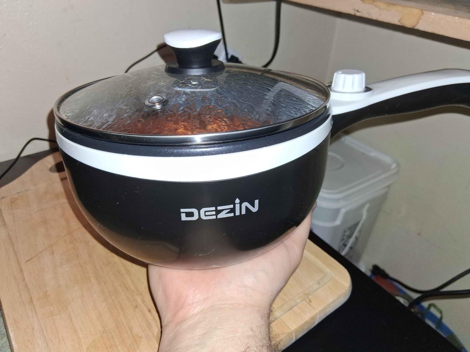 Dezin Hot Pot Electric with Steamer Upgraded, Non-Stick Sauté Pan, Rapid Noodles Electric Pot, 1.5L Mini Pot for Steak, Egg, Fried Rice, Ramen, Oatmeal, Soup with Power Adjustment customer photo 2