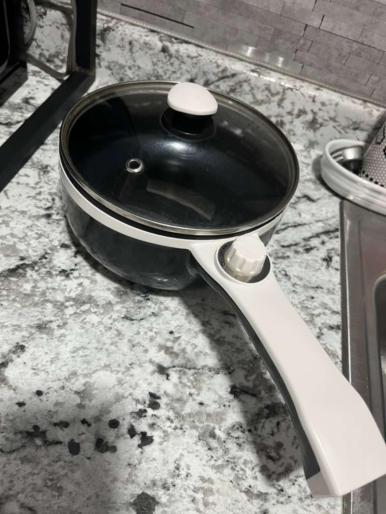 Dezin Hot Pot Electric Upgraded, Non-Stick Sauté Pan, Rapid Noodles Electric Pot, 1.5L Mini Portable Hot Pot for Steak, Egg, Fried Rice, Ramen, Oatmeal, Soup with Power Adjustment customer photo 2