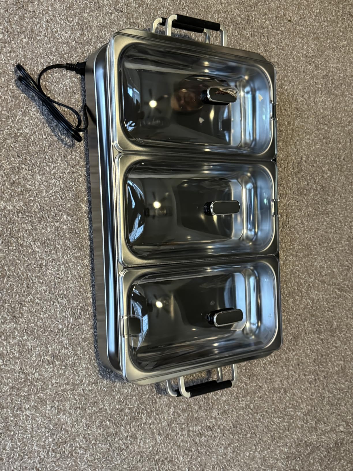 Giantex Buffet Server & Electric Food Warmer, 2-in-1 Food Warming Tray, Adjustable Temperature, 3 Food Pans with Lids, Dishwasher Safe, 8 QT Stainless Steel Chafing Dishes for Parties Holiday Events customer photo 2