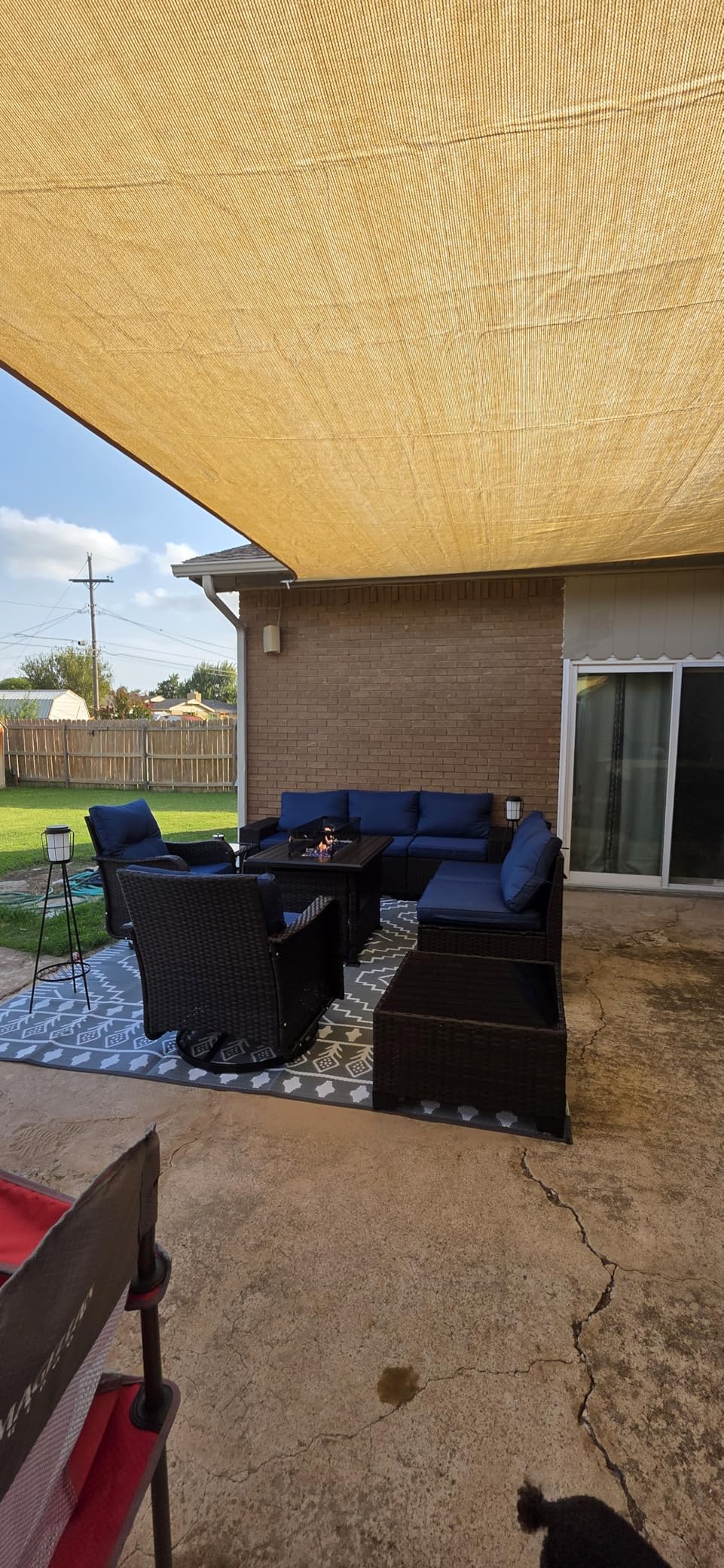 10 Pieces Patio Furniture Set with 2 Swivel Chairs Patio Furniture Outdoor Sectional Sofas with 55000 Gas Fire Pit Patio Conversation Set w/7 Cushions-Gary customer photo 1