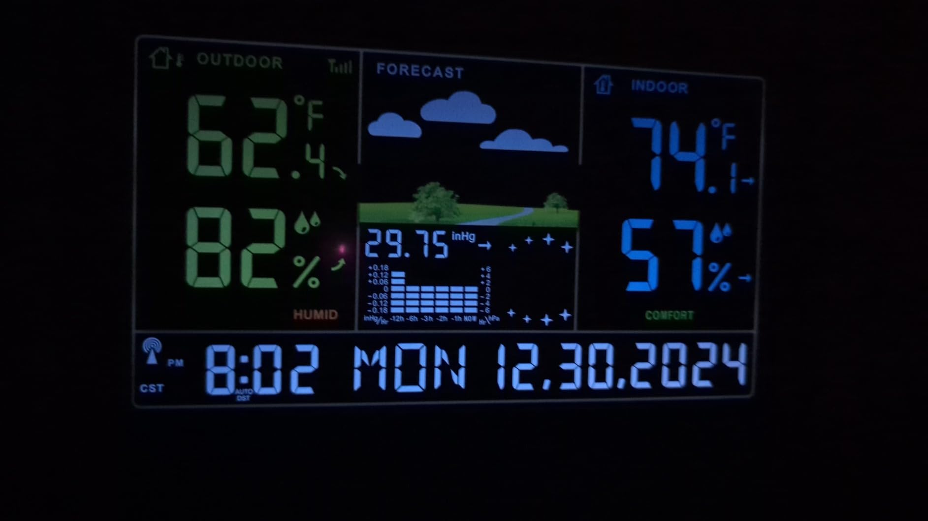 DreamSky Weather Station Indoor Outdoor Thermometer Wireless with Digital Atomic Clock for Home, Large Display with Dimmer, USB Port, Inside Outside Temperature Humidity Monitor (Plug-in) customer photo 2