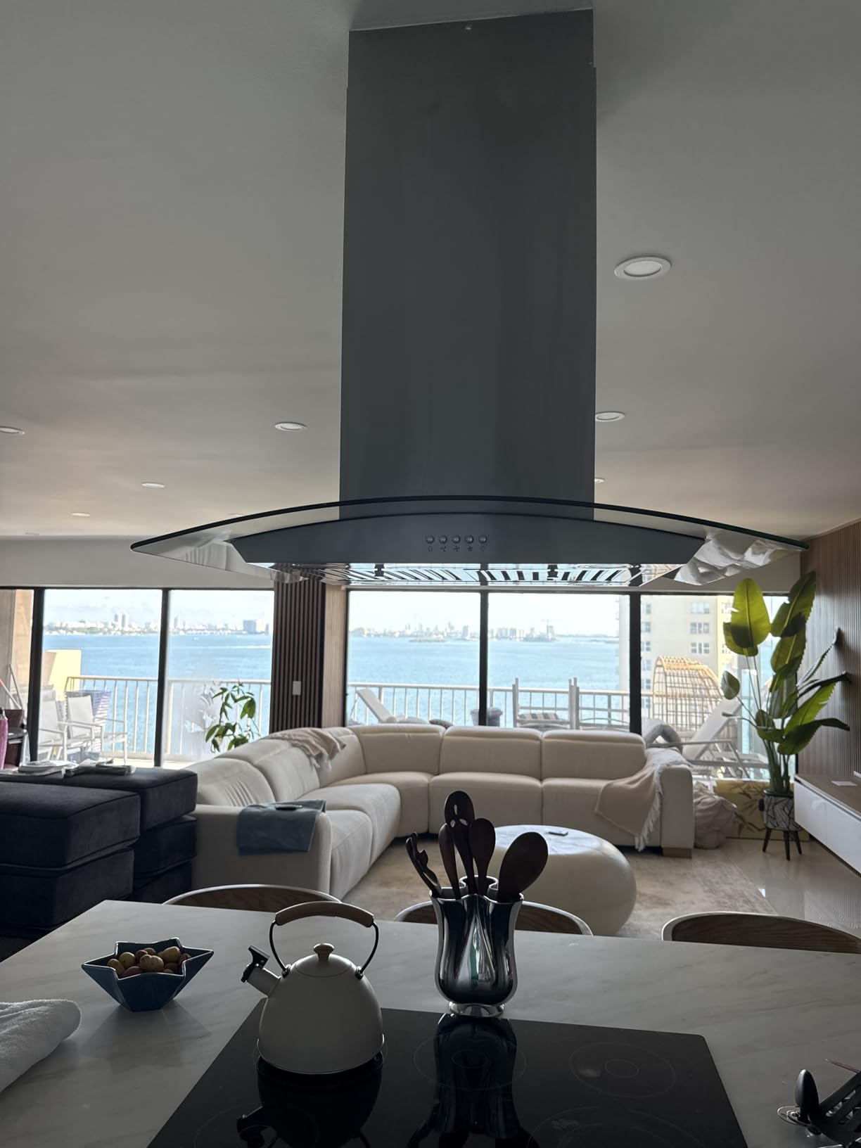 FIREGAS Island Range Hood 30 inch with 700 CFM, Ceiling Mount Kitchen Vent Hood Ducted/Ductless Convertible, Stainless steel stove hood with 3 speed fan, 4 lights, Tempered Glass, Charcoal Filters customer photo 2