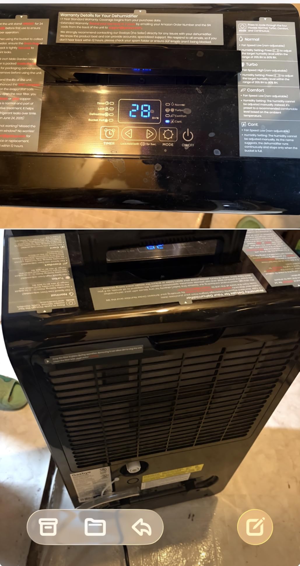 4500 Sq.Ft. 2025 Energy Star Dehumidifier for Basement & Large Rooms with Drain Hose, Max 115 Pints/Day | 45dB Quiet Compressor | 1.7 Gal Water Tank | Auto Shut-Off & Restart, Black customer photo 1