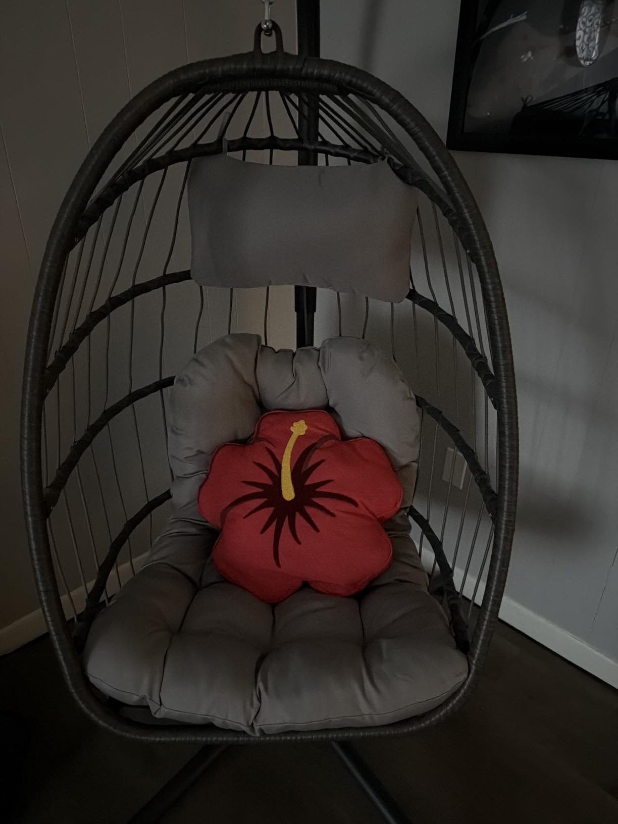 FREDEES Egg Swing Chair with Stand, Outdoor Hanging Egg Chair with Cushion for Patio/Porch/Balcony/Indoor (Light Gray) customer photo 2