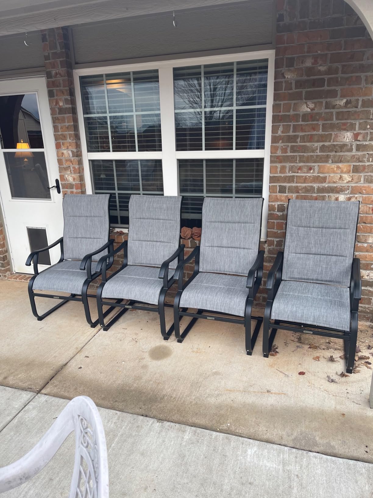 NUU GARDEN Patio Dining Chairs Set of 4, All Weather Outdoor Padded Textilene Patio Chairs, Breathable Spring Motion Textile High Back Outdoor Dining Chairs for Backyard, Lawn, Deck, Grey customer photo 2