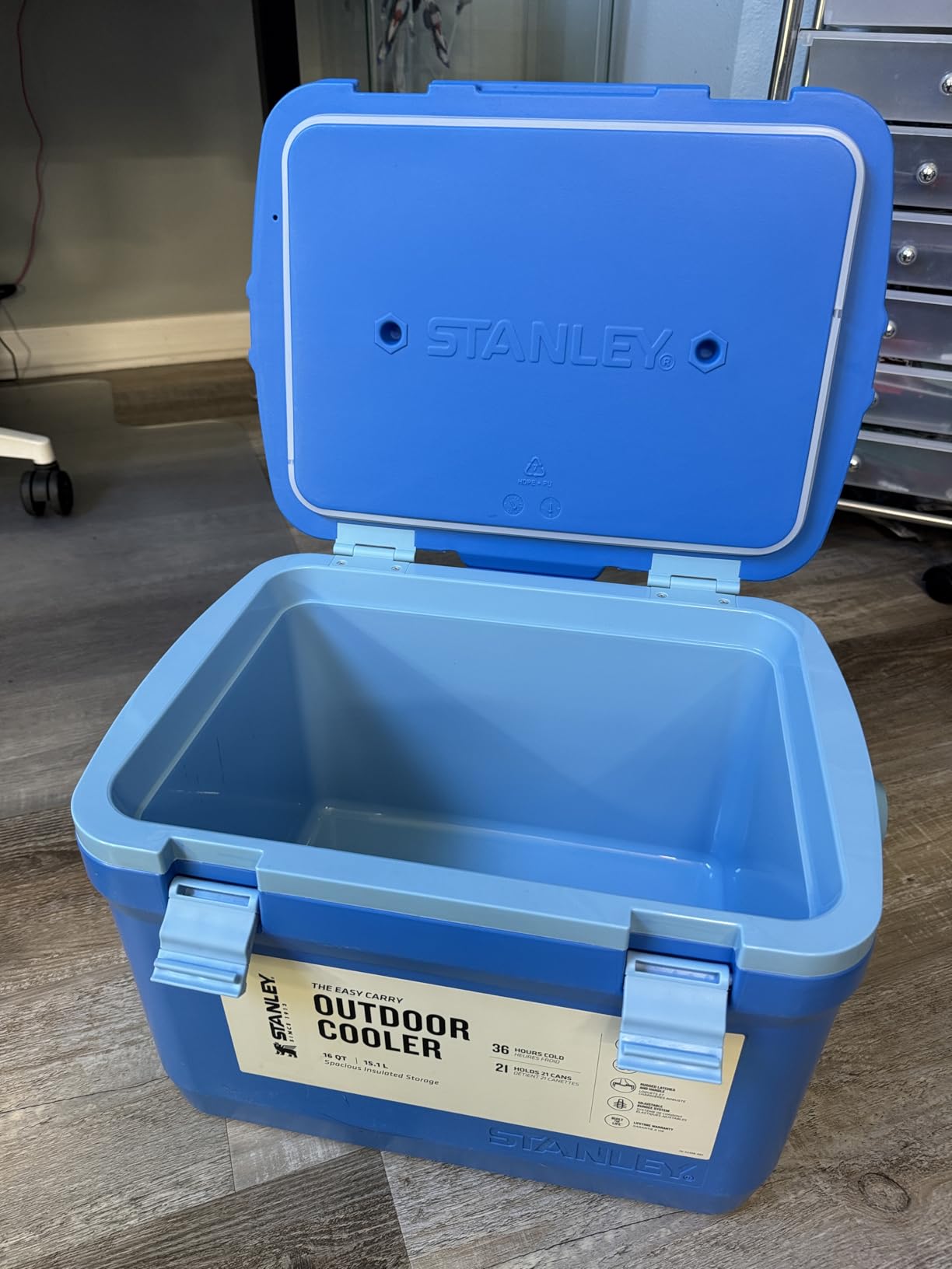 Stanley Adventure Outdoor Cooler 16 qt | Heavy Duty Outdoor Camping Cooler with Easy Carry Top Handle | 36 Hour Cooling Ice Chest for 21 Cans| BPA-Free | Azure customer photo 1