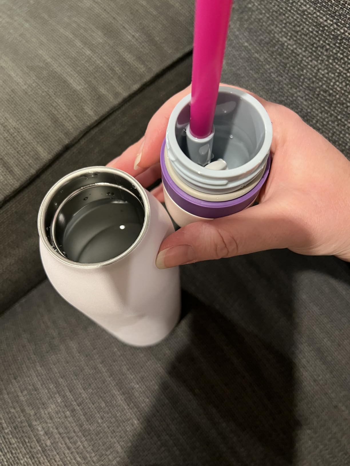 FreeSip Twist Insulated Stainless Steel Water Bottle with Straw for Sports and Travel, BPA-Free, 24-oz, Pink/Purple (Dreamy Field) customer photo 2