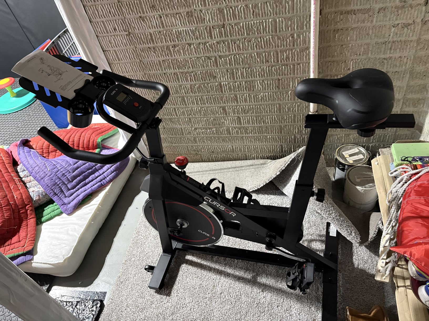 CURSOR FITNESS Exercise Bike, Brake Pad Stationary Bike for Home with Exclusive App, Stationary Bikes for Home with 300 lb Weight, Indoor Cycling Spin Bike Workout Bike with Extra Comfort Seat customer photo 1
