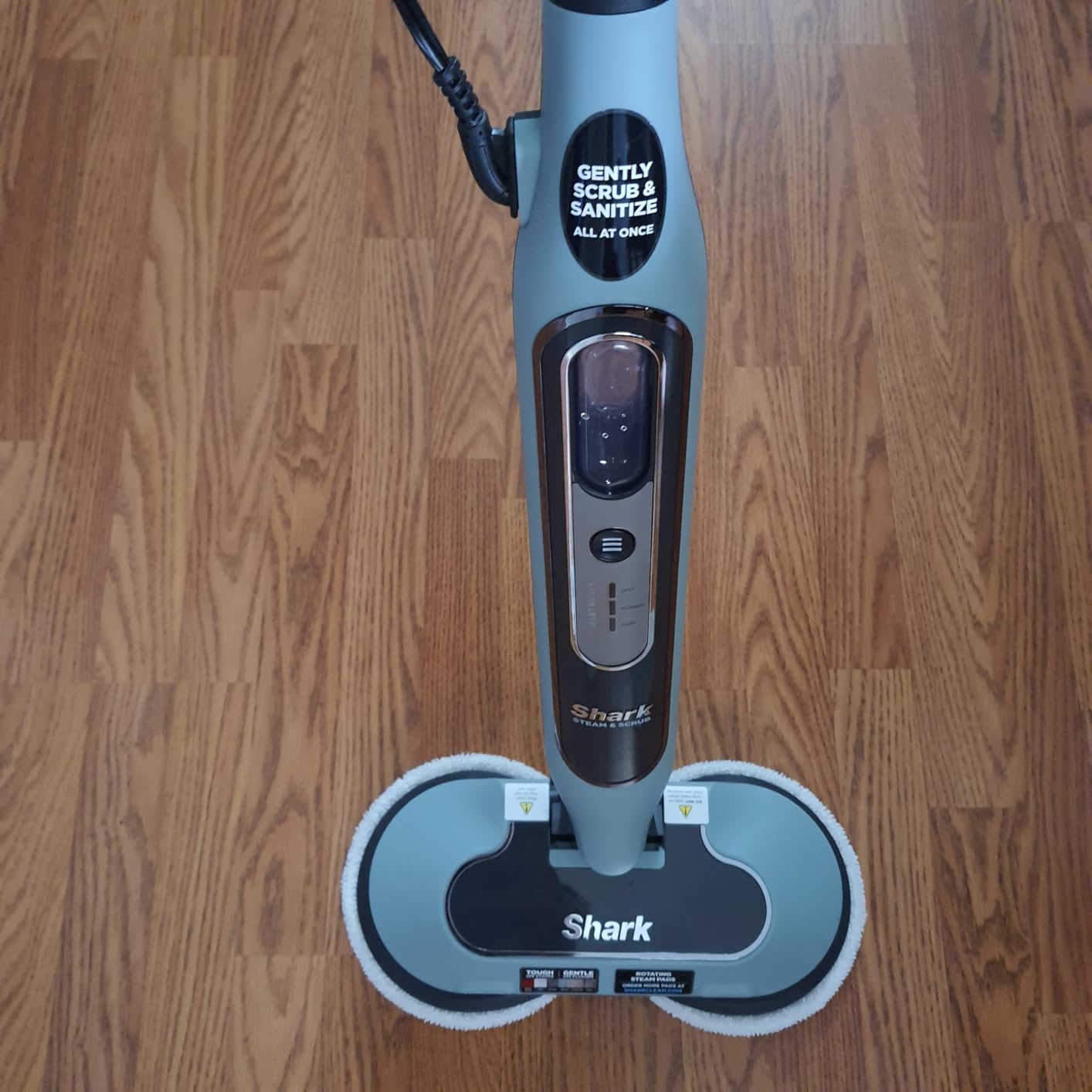 Shark Steam & Scrub Steam Mop, All-in-One Scrubbing and Sanitizing Hard Floor Cleaner, LED Headlights, 4 Dirt Grip Soft Scrub Pads Included, XL Water Tank, Swivel Steering, Hawaiian Grey, S8001 customer photo 2