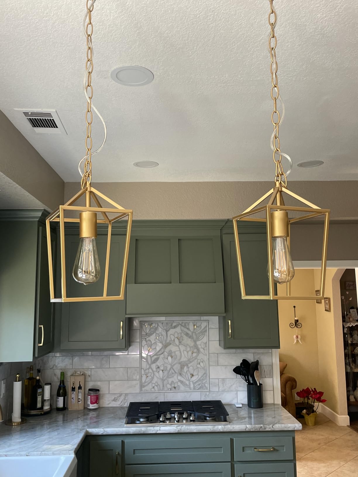 2-Pack Farmhouse Pendant Lights Kitchen Island, Black Pendant Light Fixtures Hanging Lamp for Dining Room, Modern Kitchen Pendant Lighting Over Island, Metal Cage Design customer photo 1