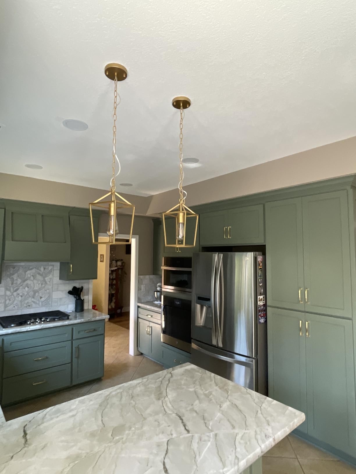 2-Pack Farmhouse Pendant Lights Kitchen Island, Black Pendant Light Fixtures Hanging Lamp for Dining Room, Modern Kitchen Pendant Lighting Over Island, Metal Cage Design customer photo 2