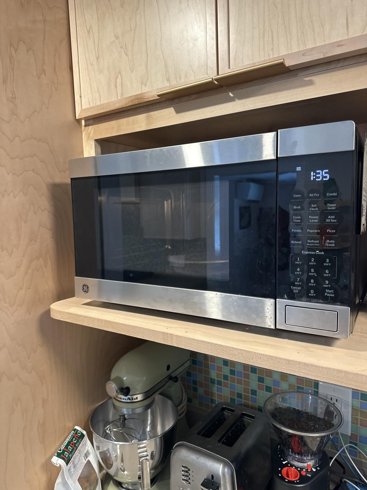 GE 4-in-1 Countertop Microwave Oven, 1.0 Cu Ft, 1050W Convection Microwave with Air Fry & Broil, Compact and Quiet, Stainless Steel, Ideal for Apartments, Dorms & Offices, GCST10A1WSS customer photo 1