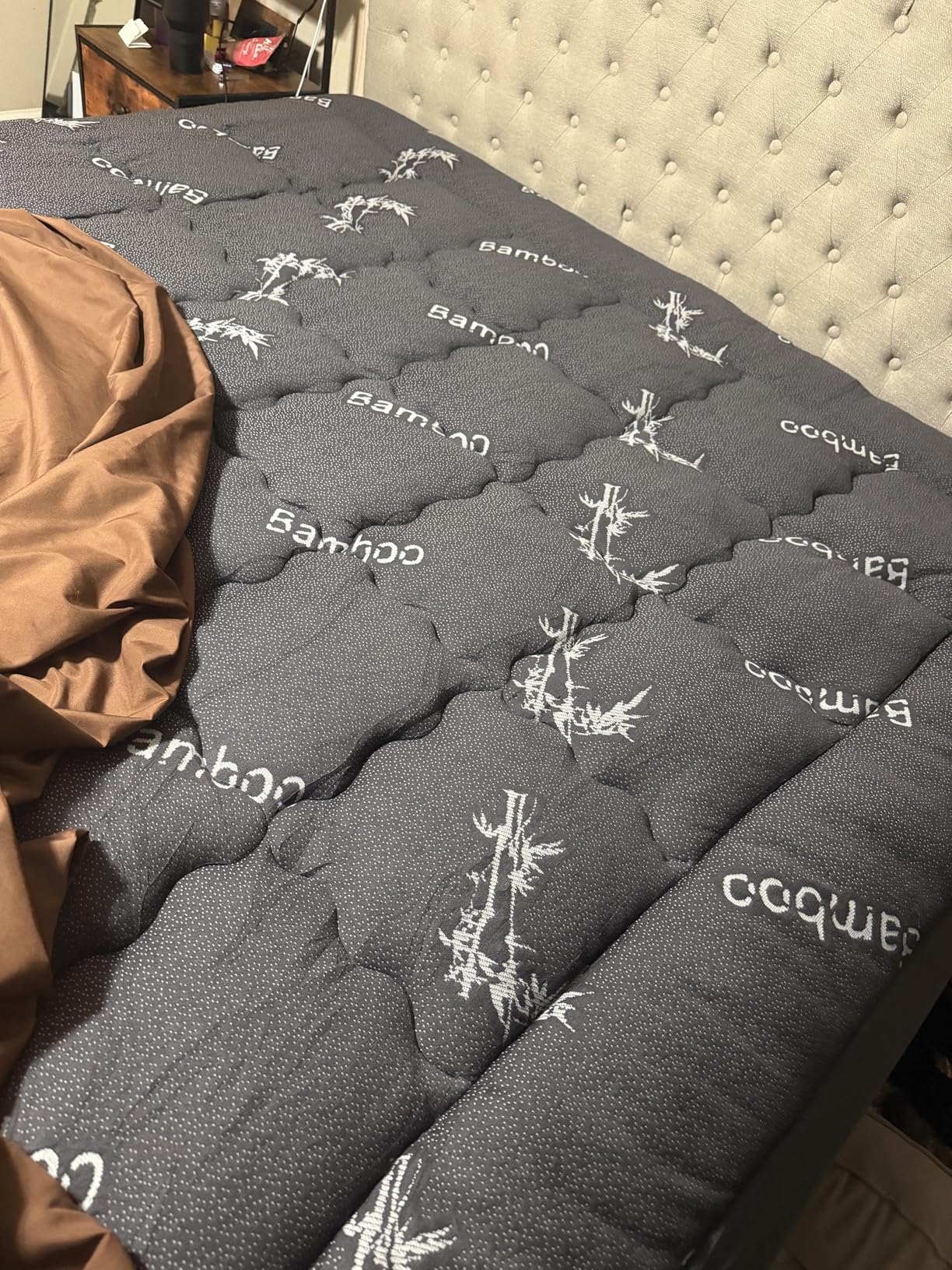 BEDLORE Queen Mattress Topper Viscose Derived from Bamboo, Thick Pillow Top Mattress Pad with Stretchable Pockets for 6-18 inches Mattress, Soft Mattress Topper for Back Pain Relief (Dark Gray) customer photo 1