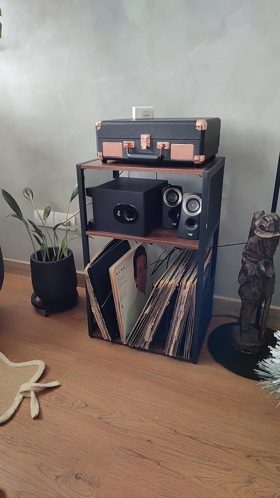VASAGLE Record Player Stand, 3-Tier Side Table, Vinyl Record Storage up to 100 Albums, End Table for Living Room, Bedroom, Ebony Black ULET275B01 customer photo 2