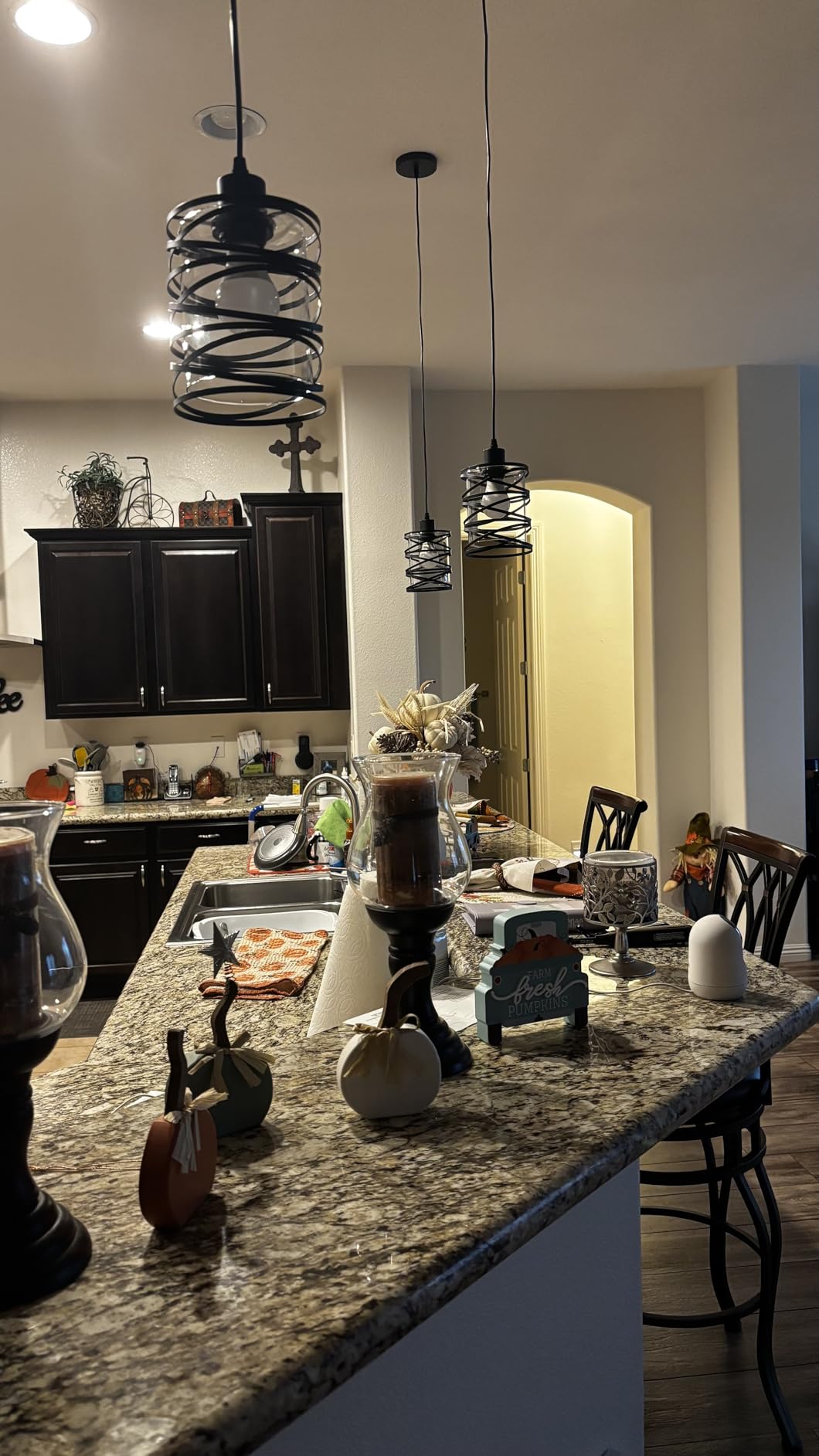 3 Pack Pendant Light Kitchen Island Pendant Lighting, Glass Hanging Light with Spiral Cage Clear Glass Shade, Black Modern Indoor Hanging Lamp customer photo 1