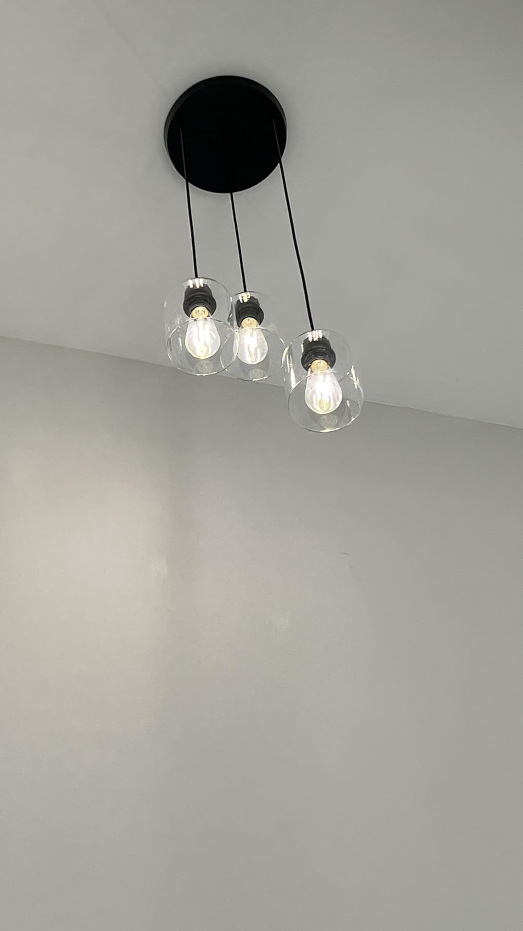 3 Light Pendant Lighting, Farmhouse Hanging Light Fixture for Kitchen Island & Dining Room, Industrial Vintage Ceiling Lamp with E26 Base, Adjustable Height, Matte Black customer photo 1