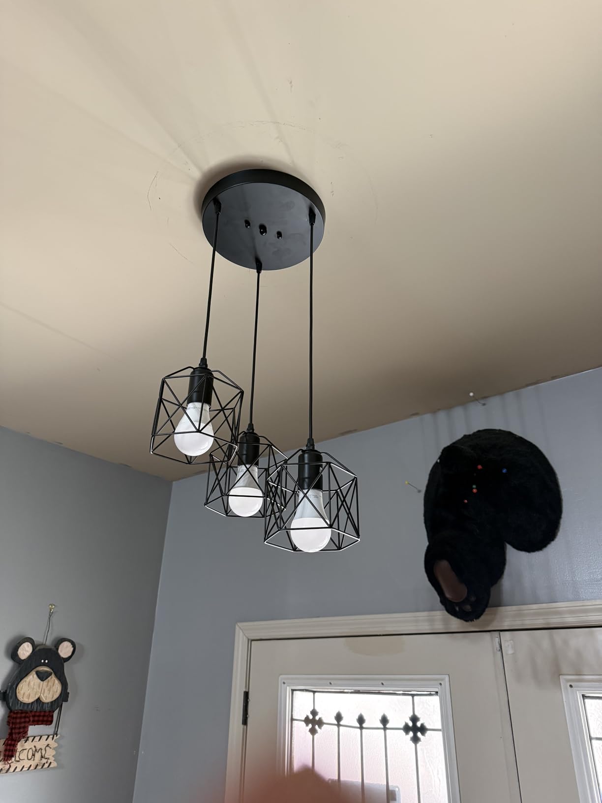 3 Light Pendant Lighting, Farmhouse Hanging Light Fixture for Kitchen Island & Dining Room, Industrial Vintage Ceiling Lamp with E26 Base, Adjustable Height, Matte Black customer photo 2