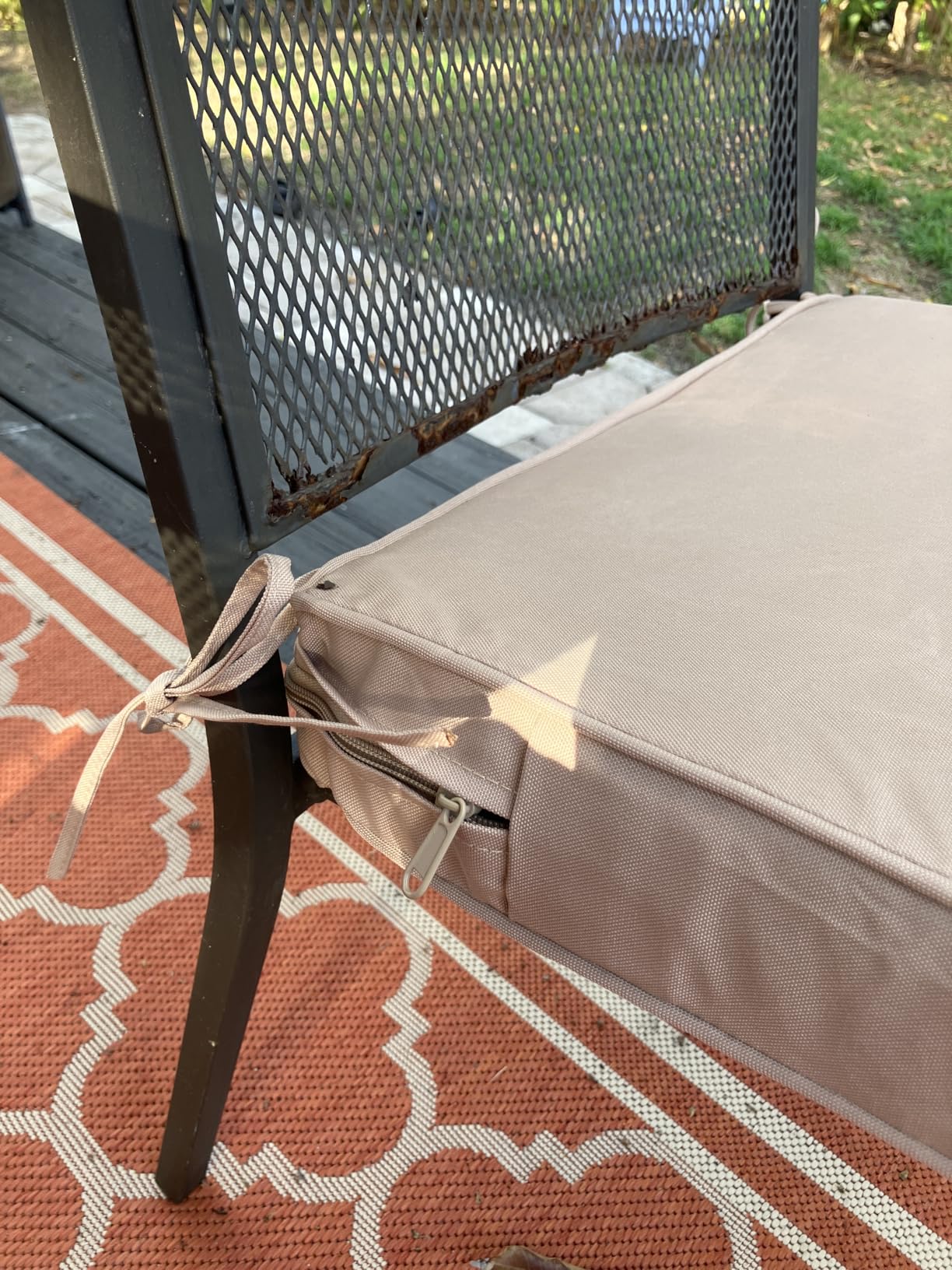 Outdoor Chair Cushions Set of 4 -Waterproof Outdoor Seat Cushions for Patio Furniture, Patio Chair Cushion with Handle and Ties, Square Out Door Chair Pads, 19